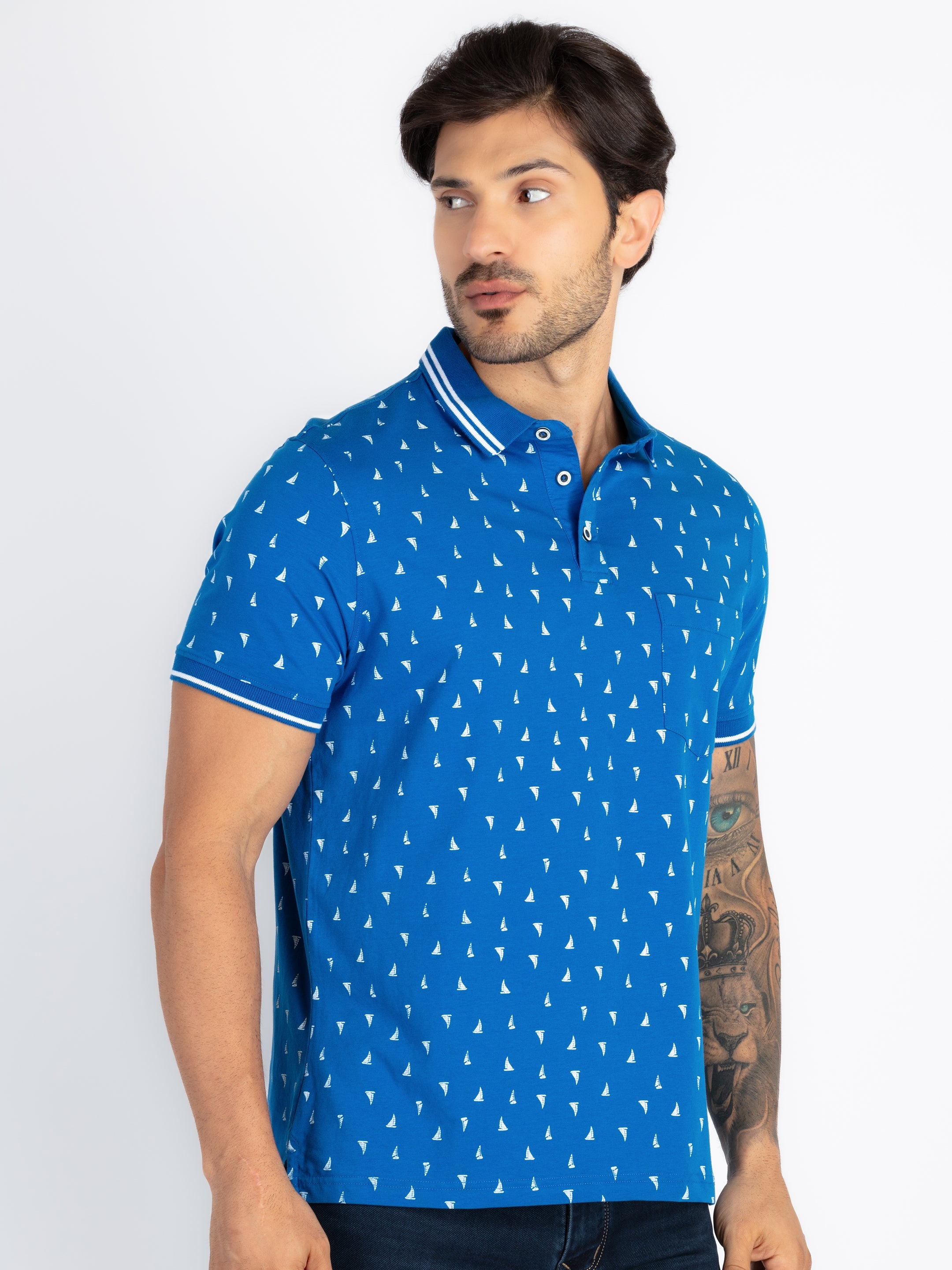 Mens All Over Printed Polo T-Shirt