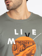 Mens Printed Round Neck T-Shirt