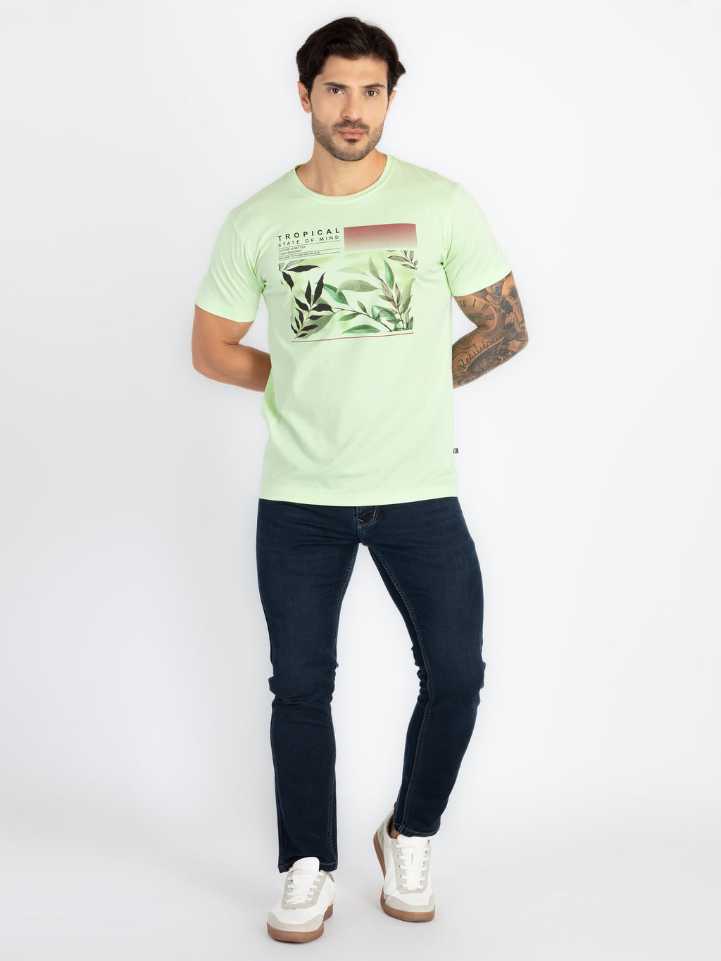Mens Printed Round Neck T-Shirt
