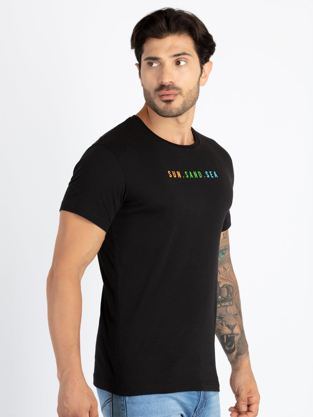 Mens Front & Back Printed Round Neck T-Shirt