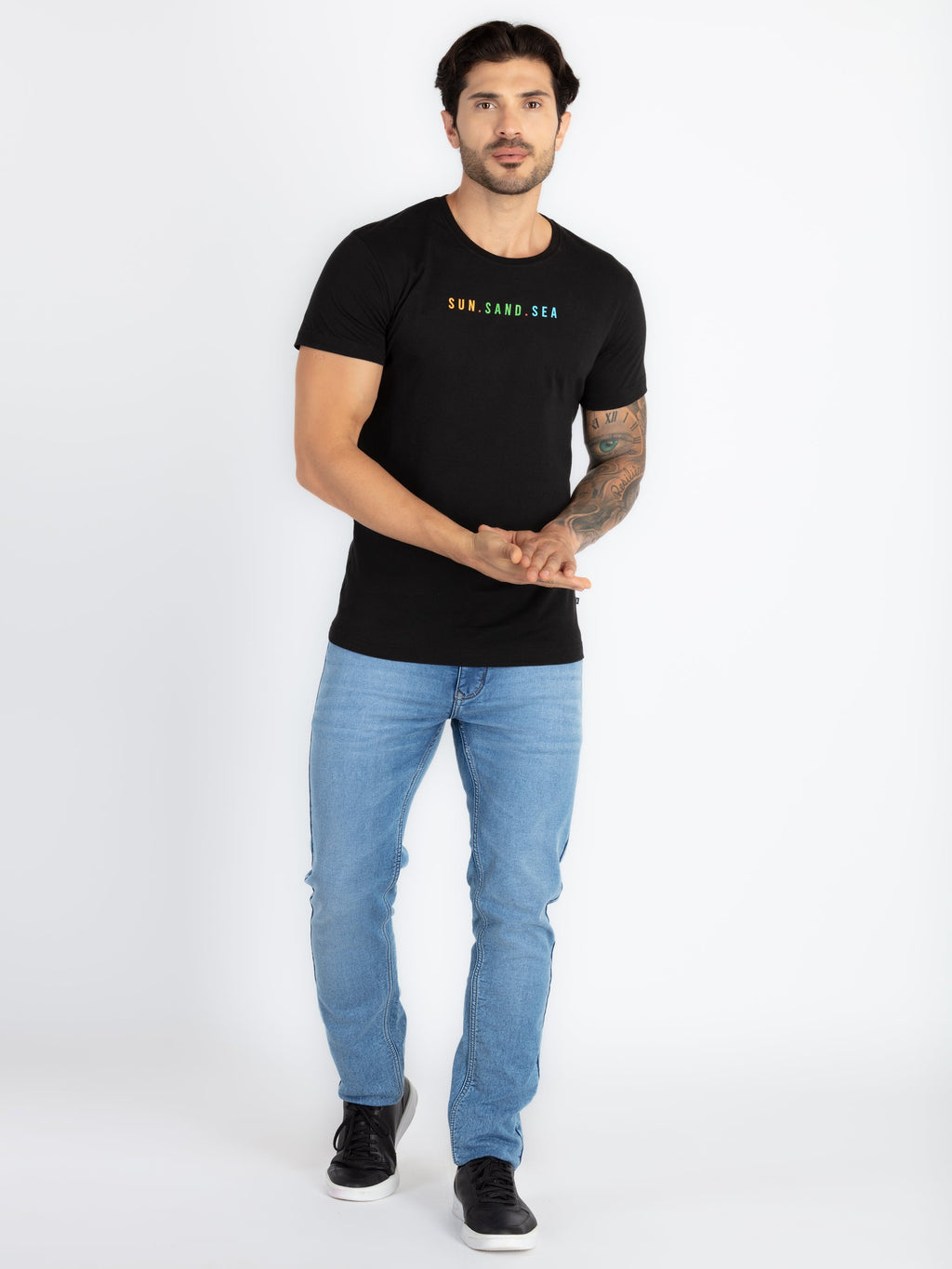 Mens Front & Back Printed Round Neck T-Shirt