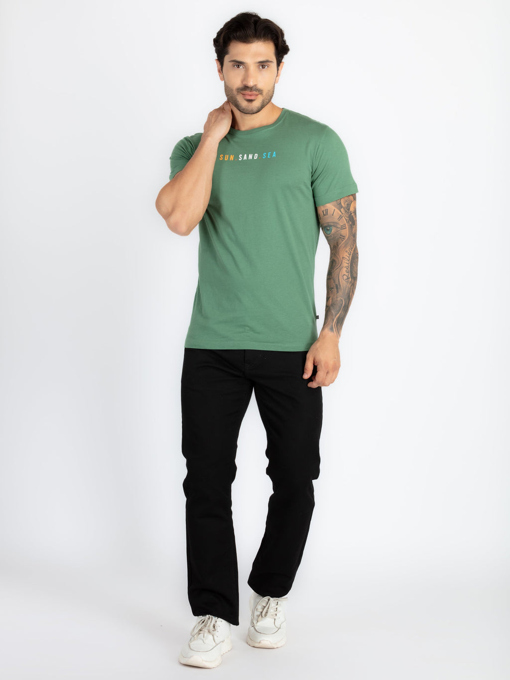 Mens Front & Back Printed Round Neck T-Shirt
