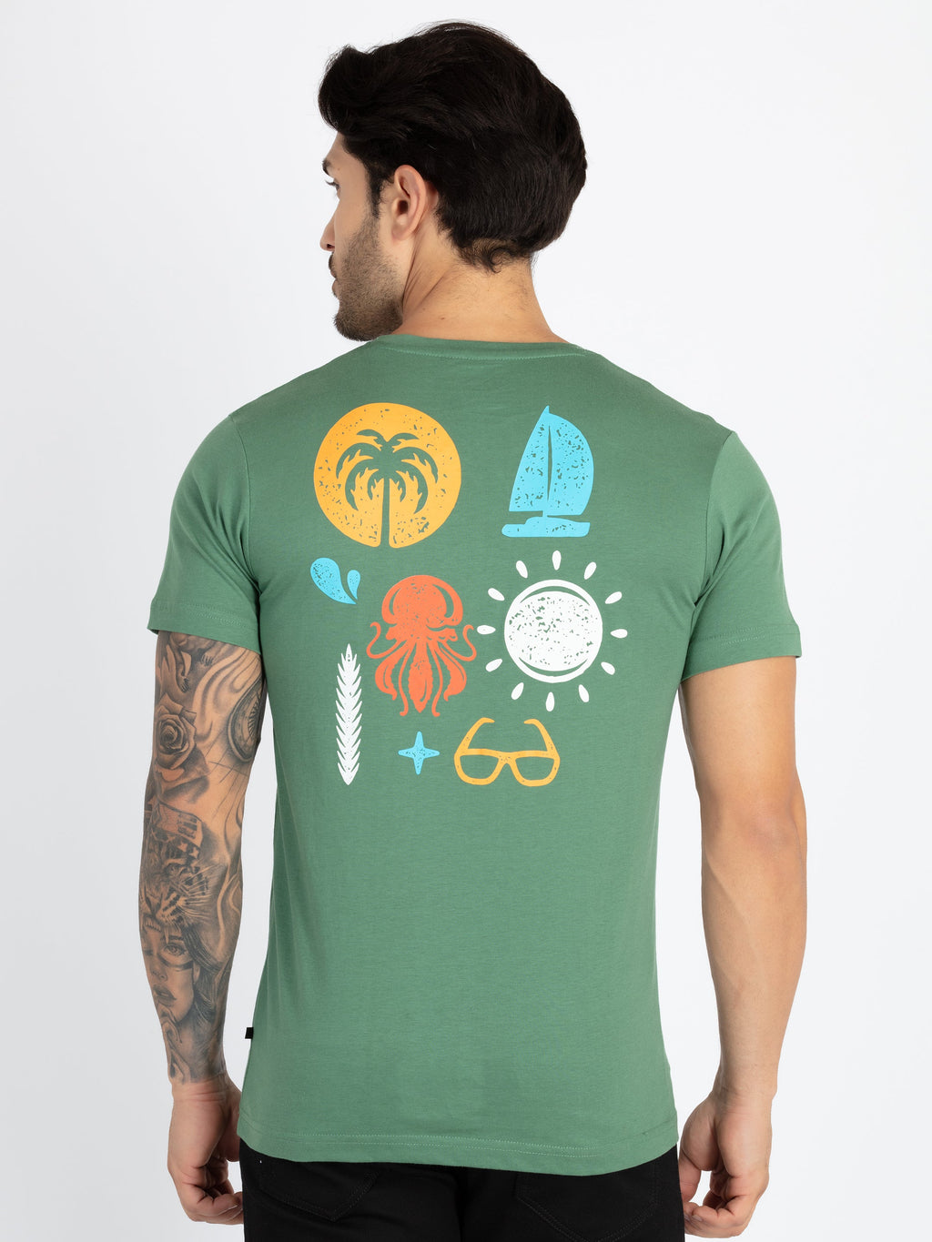 Mens Front & Back Printed Round Neck T-Shirt