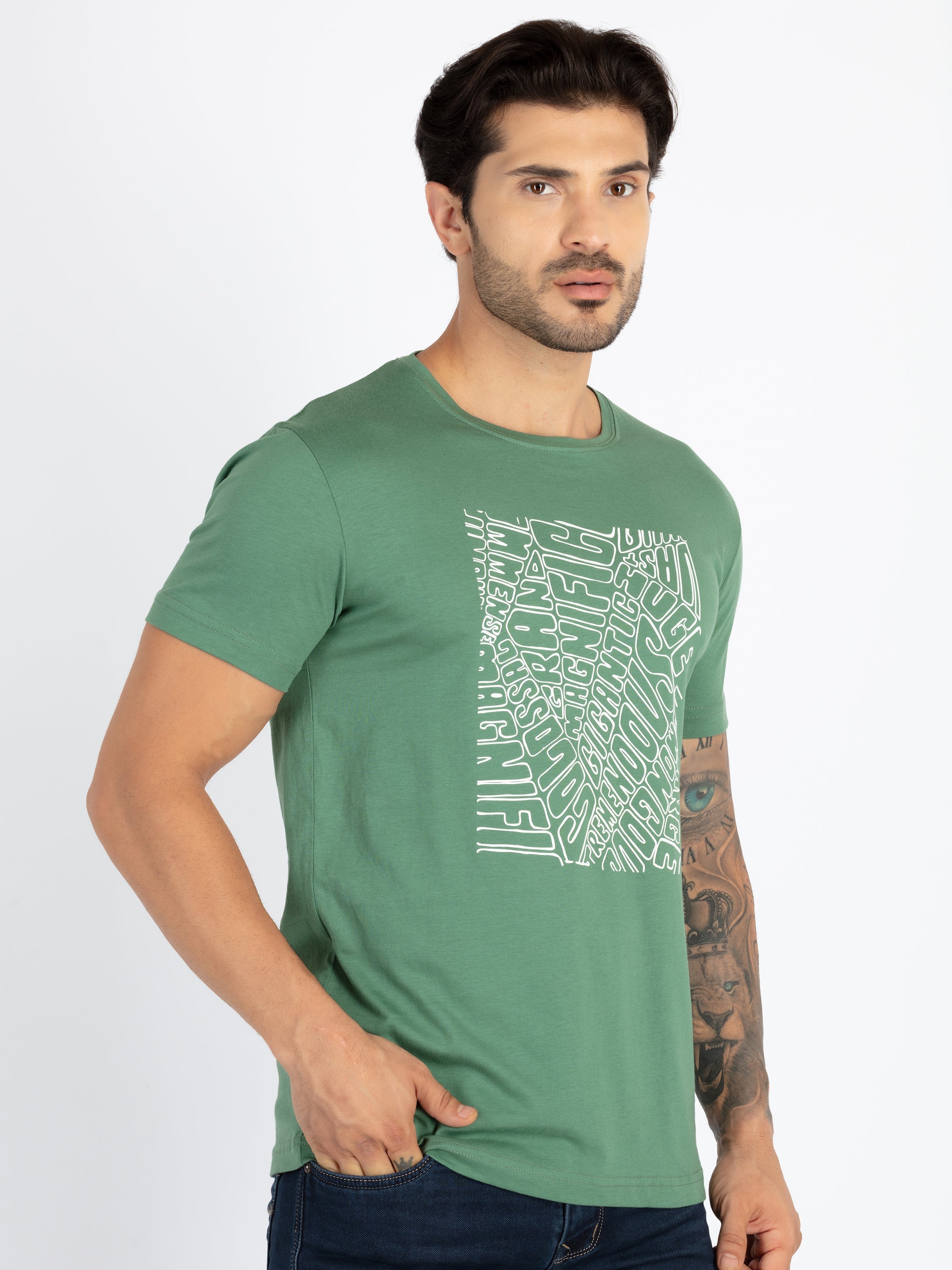Mens Printed Round Neck T-Shirt