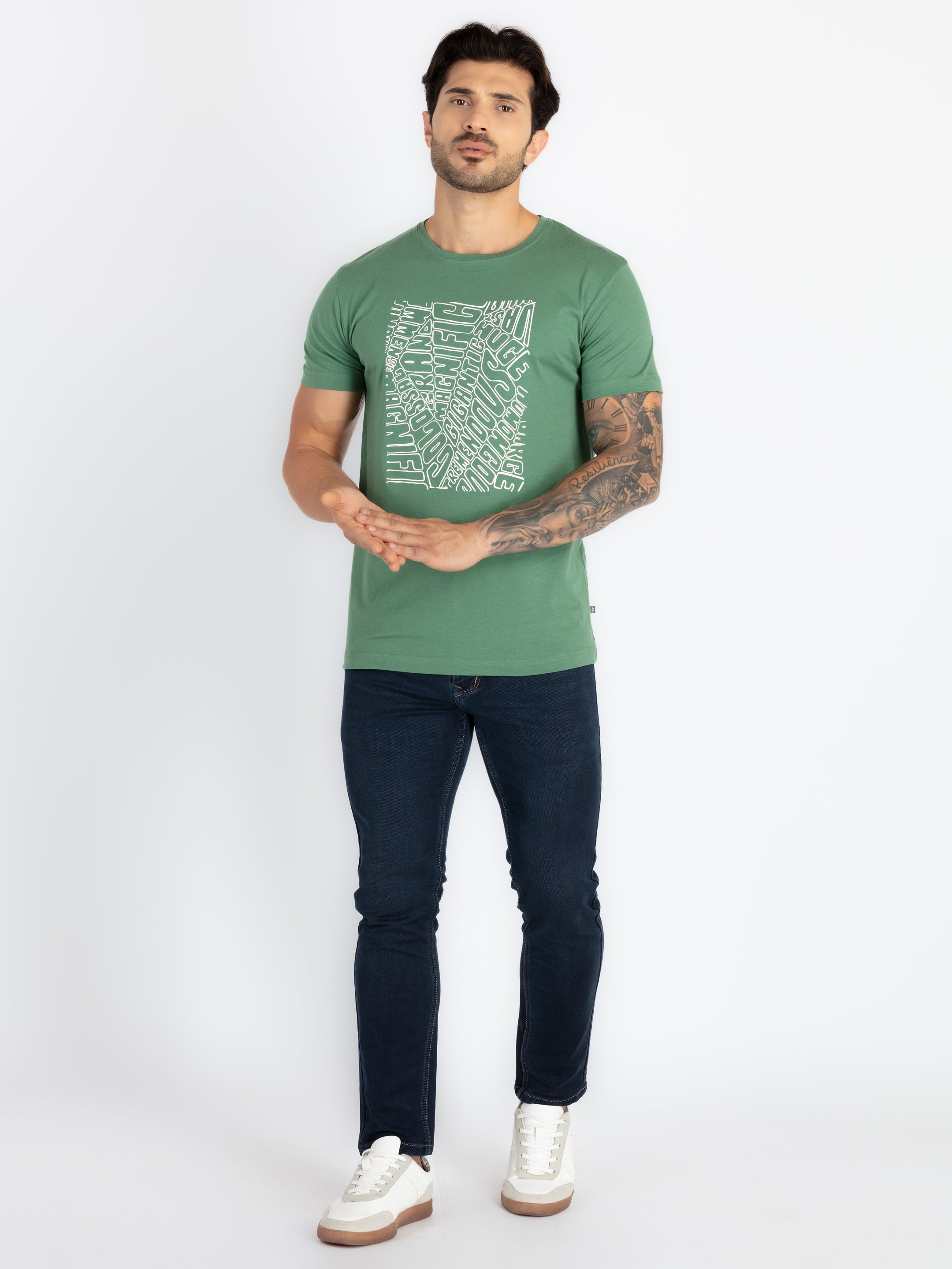 Mens Printed Round Neck T-Shirt