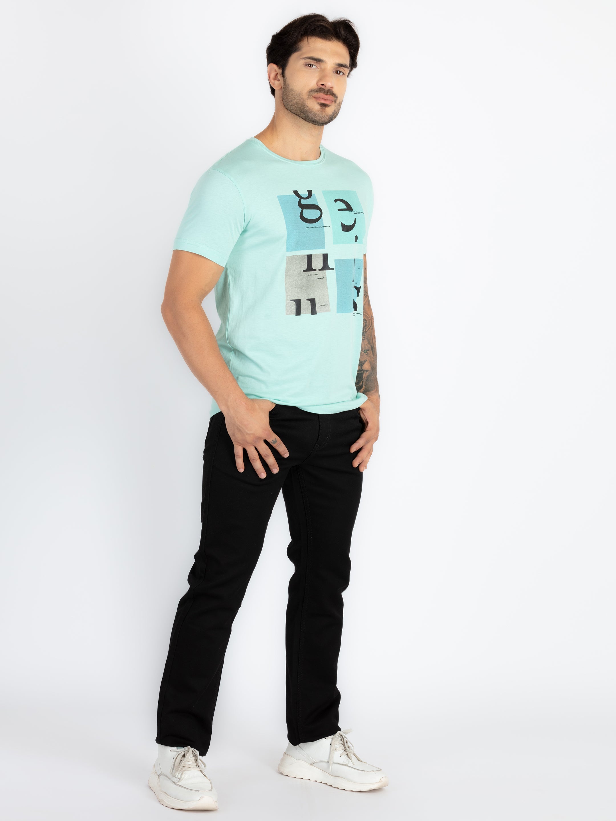 Mens Printed Round Neck T-Shirt