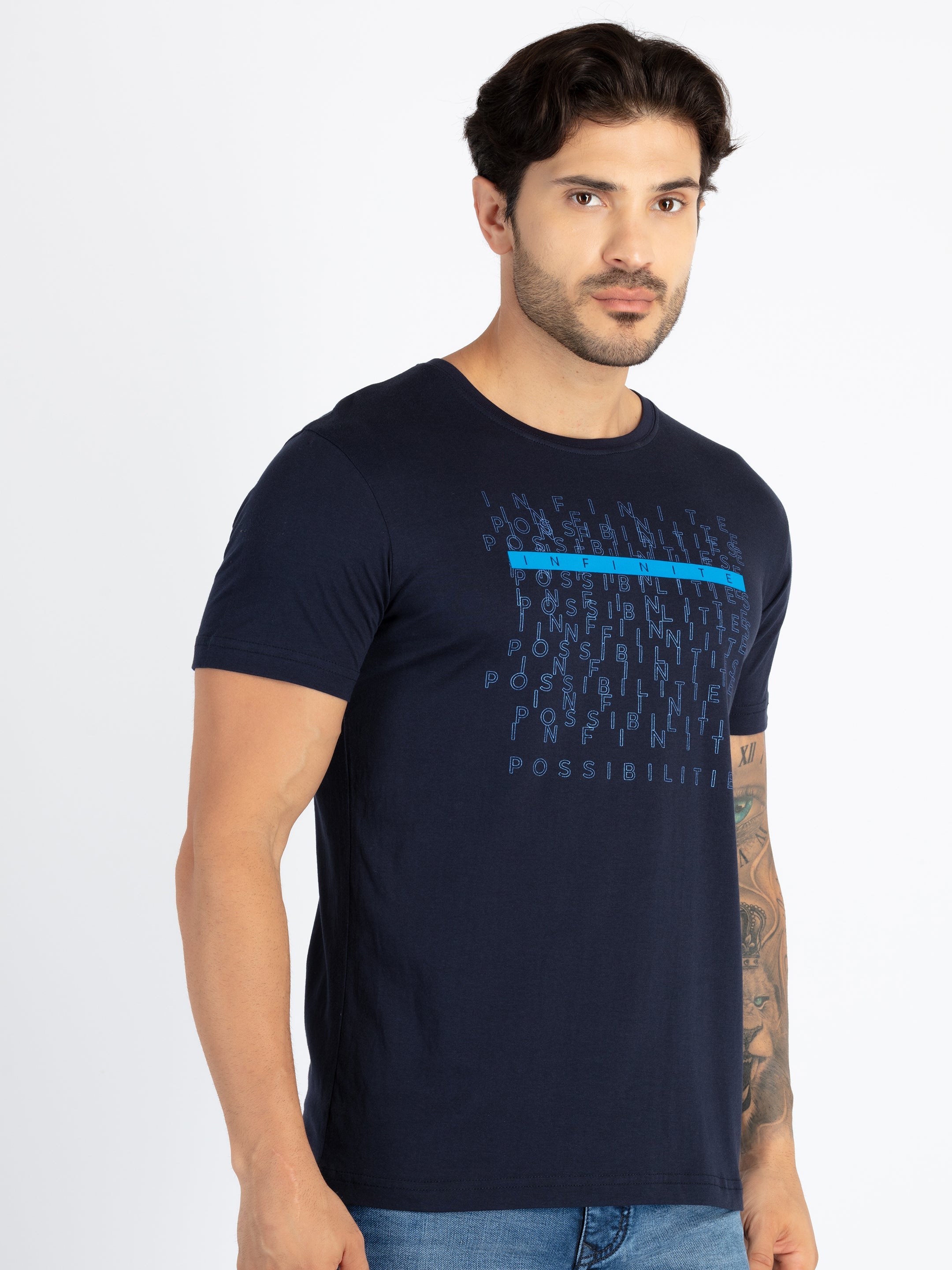 Mens Printed Round Neck T-Shirt