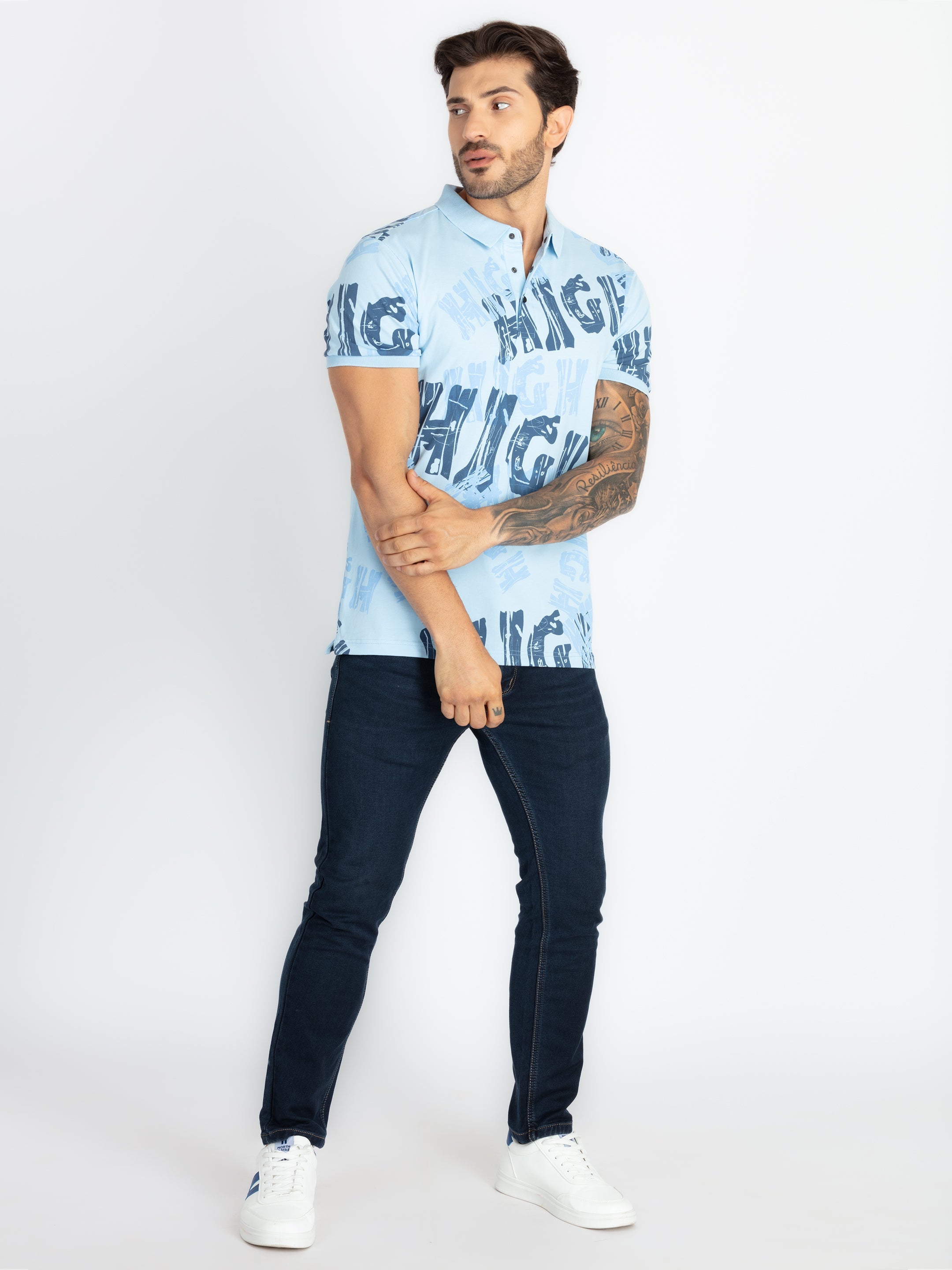 Mens All Over Printed Polo T-Shirt