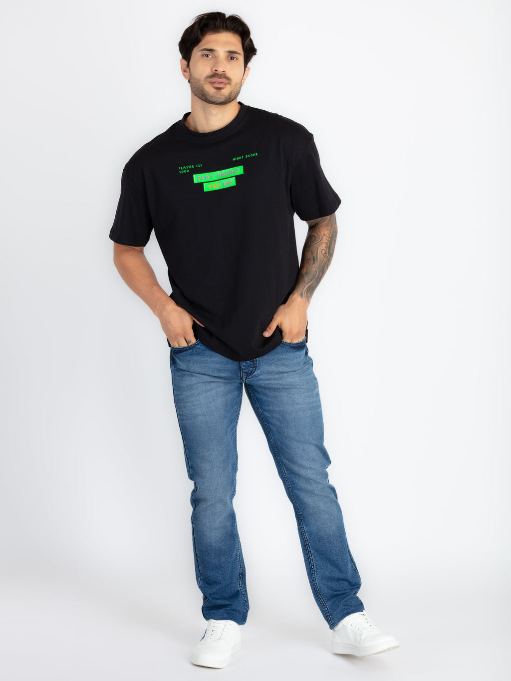 Mens Front & Back Printed Oversized T-Shirt