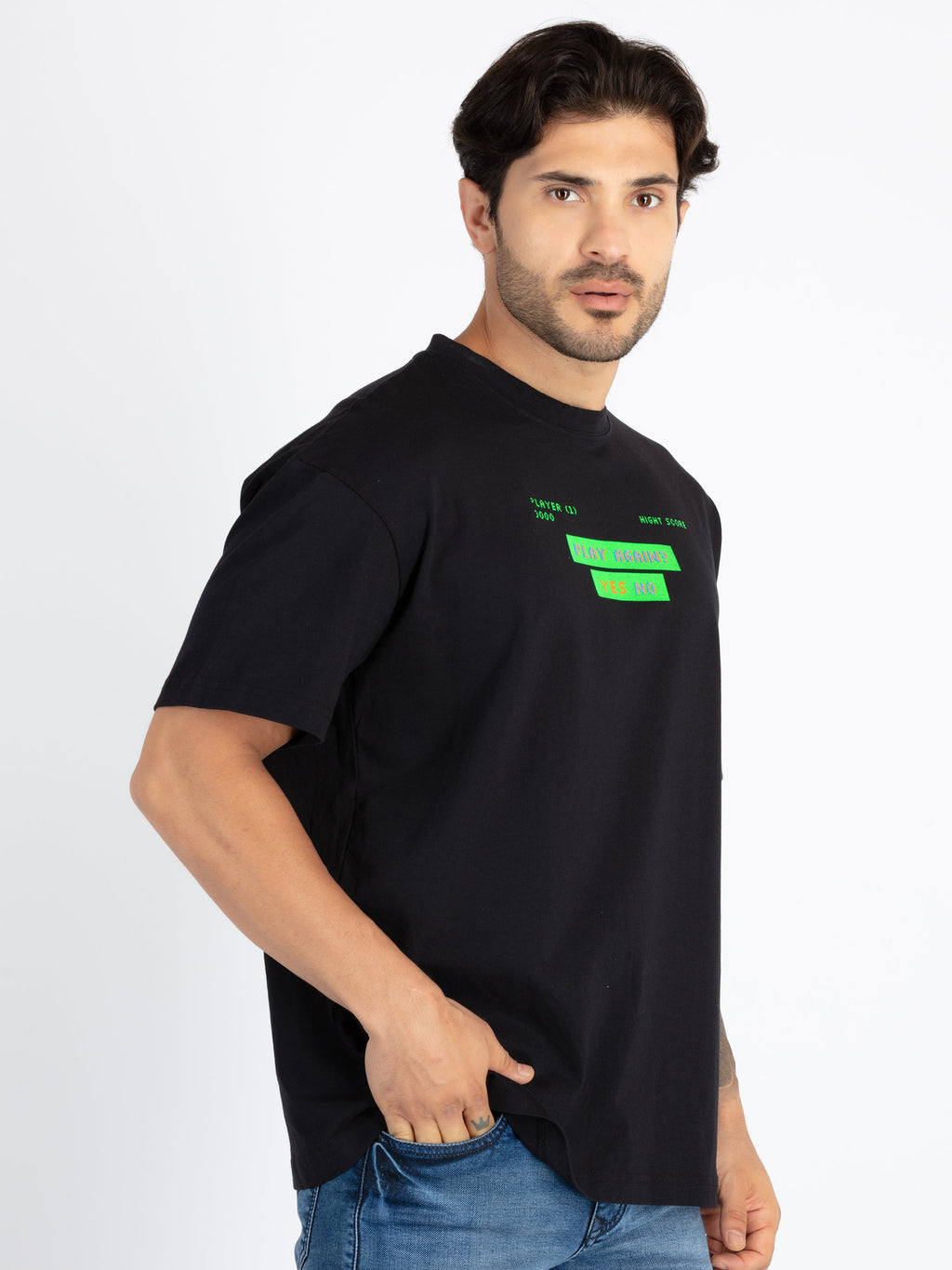 Mens Front & Back Printed Oversized T-Shirt