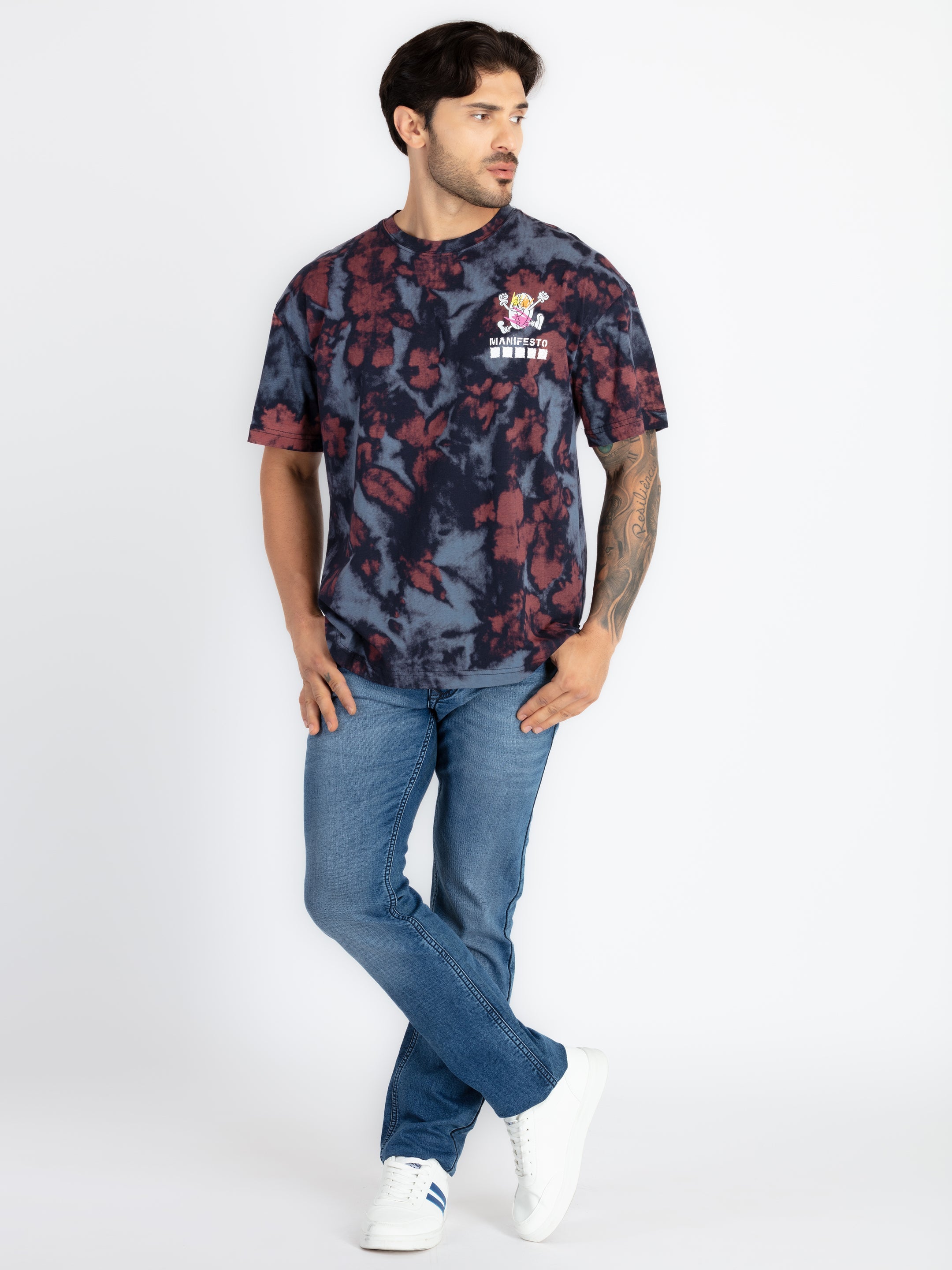 Mens Front & Back Printed Oversized T-Shirt