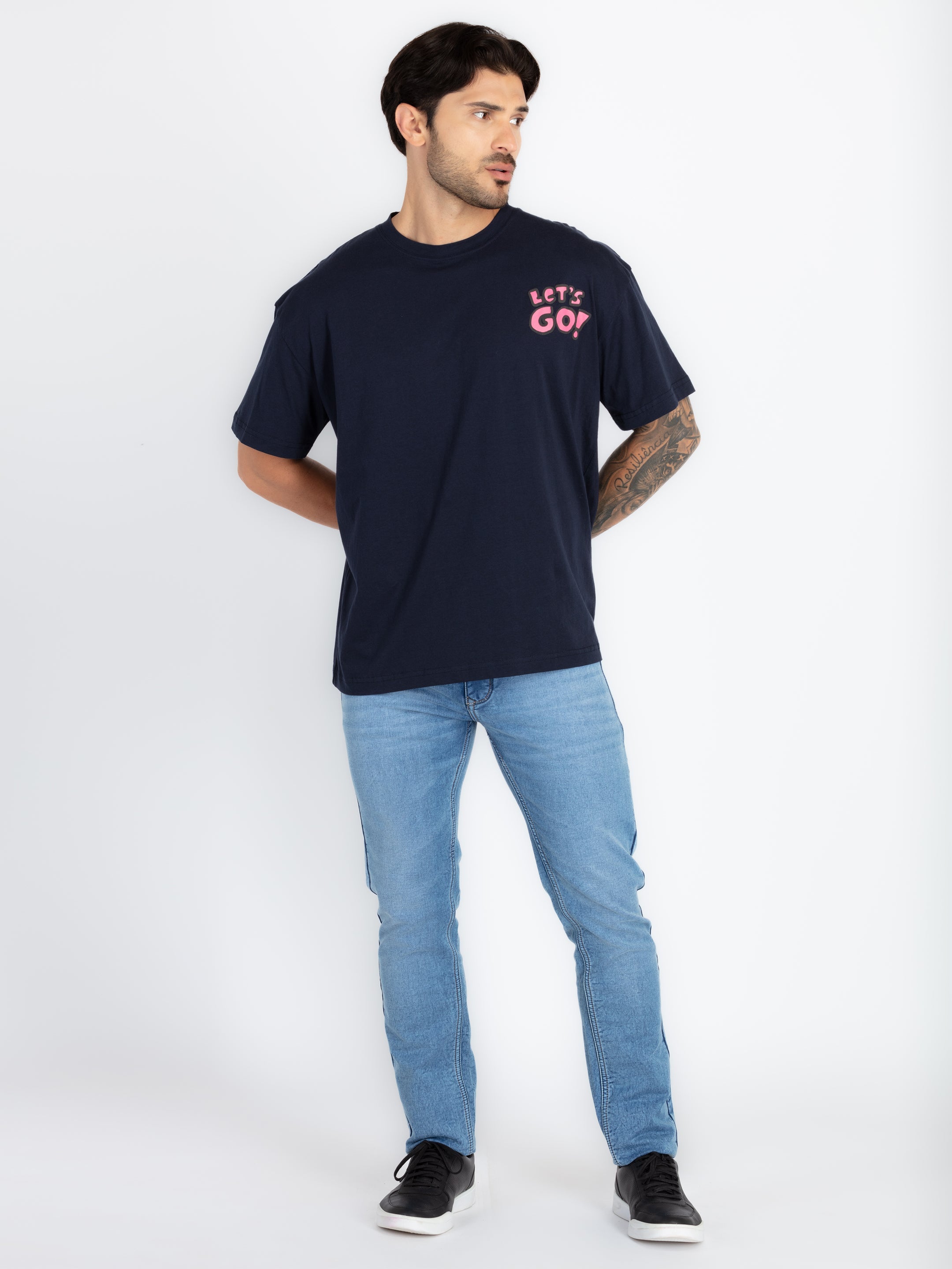 Mens Front & Back Printed Oversized T-Shirt