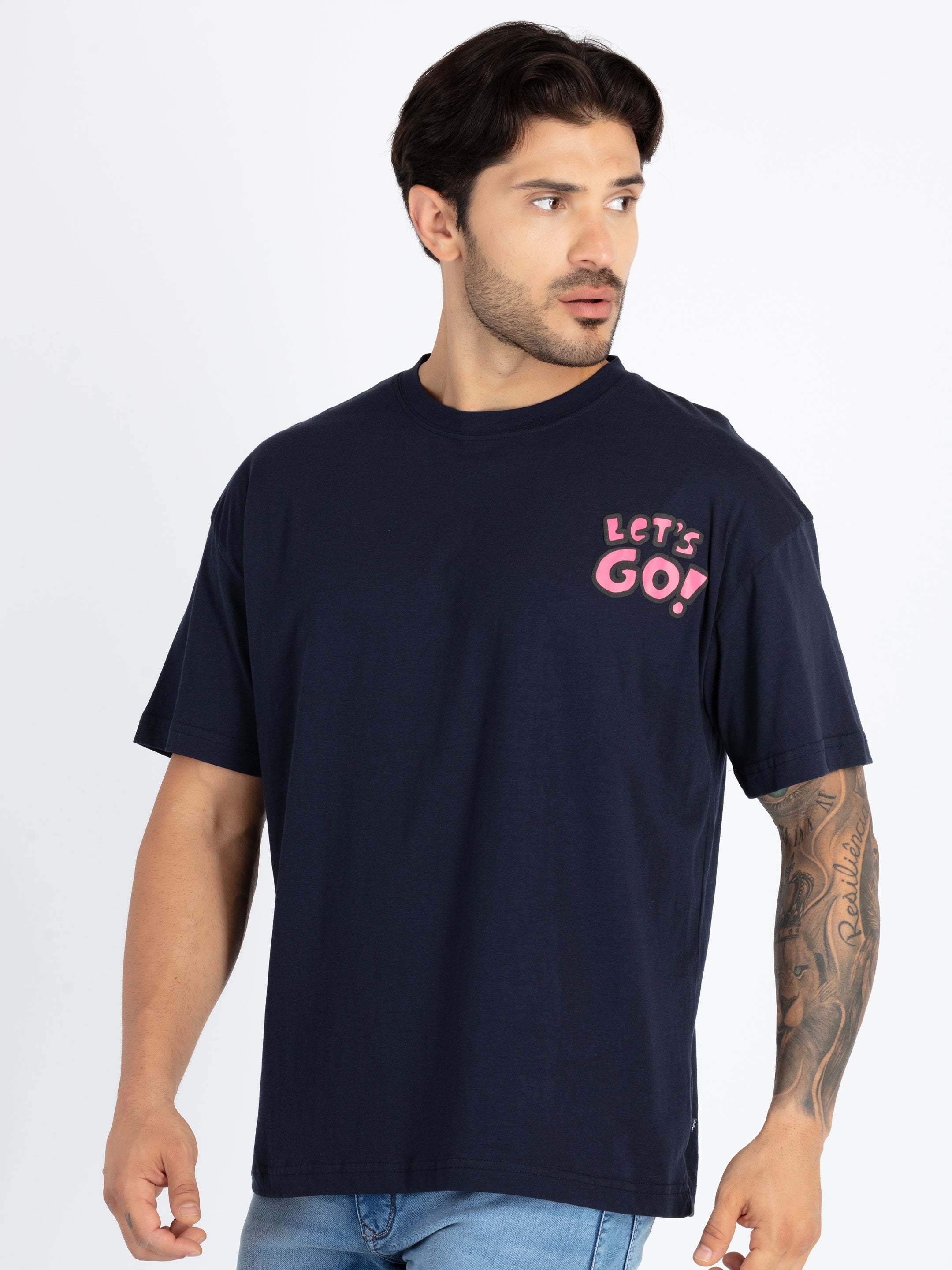 Mens Front & Back Printed Oversized T-Shirt