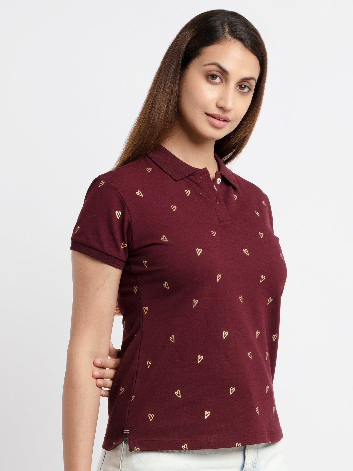 Women's Printed Polo T-Shirt