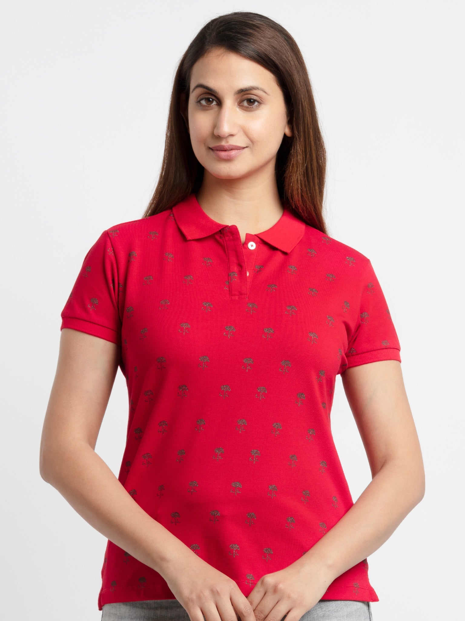 Buy Womens Printed Polo T-Shirt -Status Quo | S, M,  L,  XL,  XXL, 3XL Main image