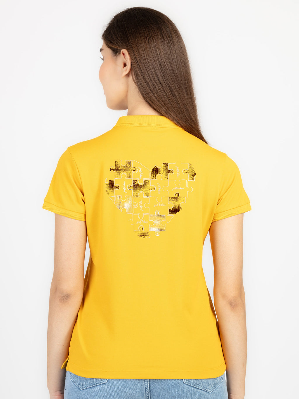 Womens Front & Back Print Polo T-Shirt