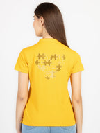 Womens Front & Back Print Polo T-Shirt