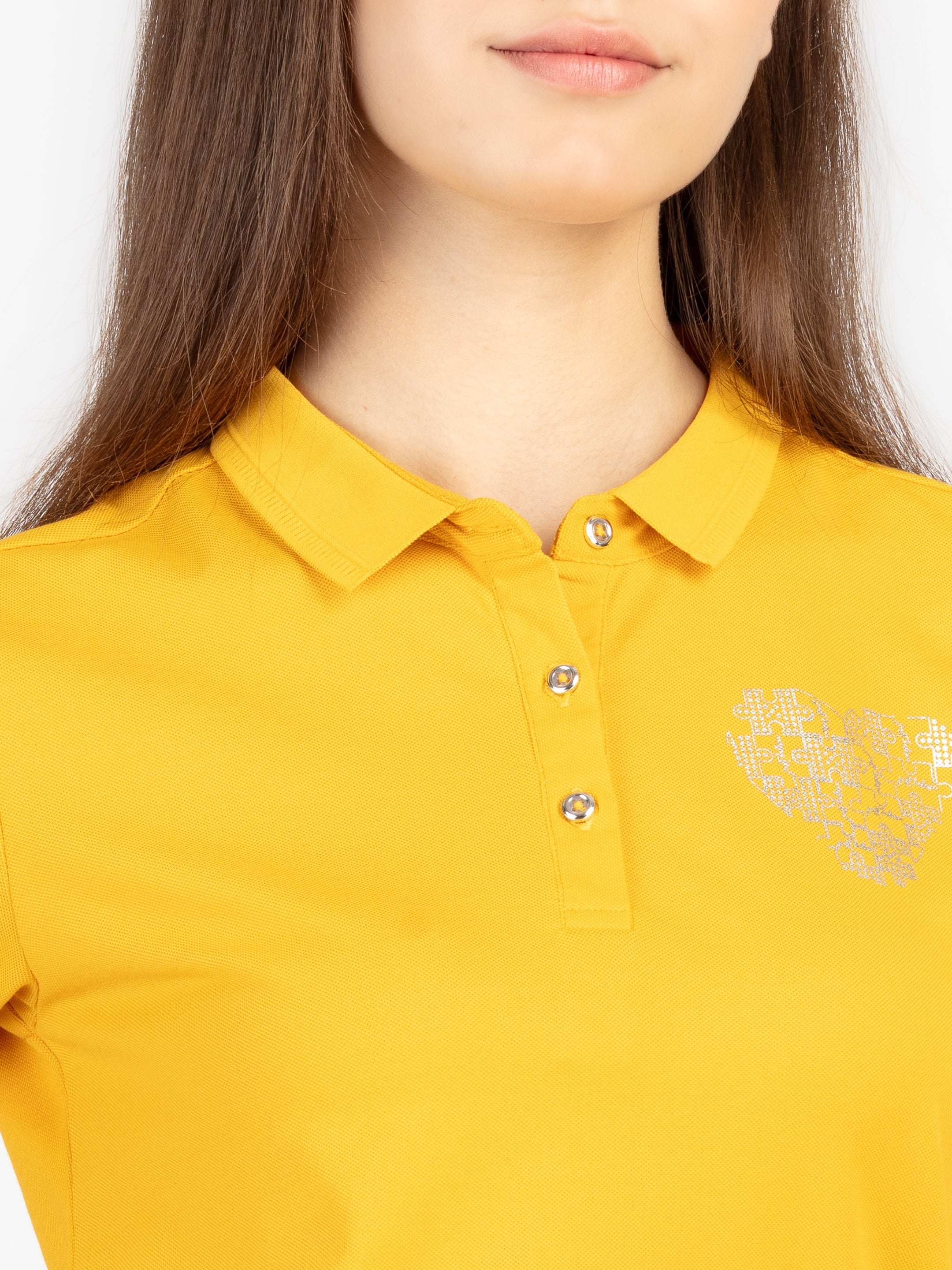 Womens Front & Back Print Polo T-Shirt