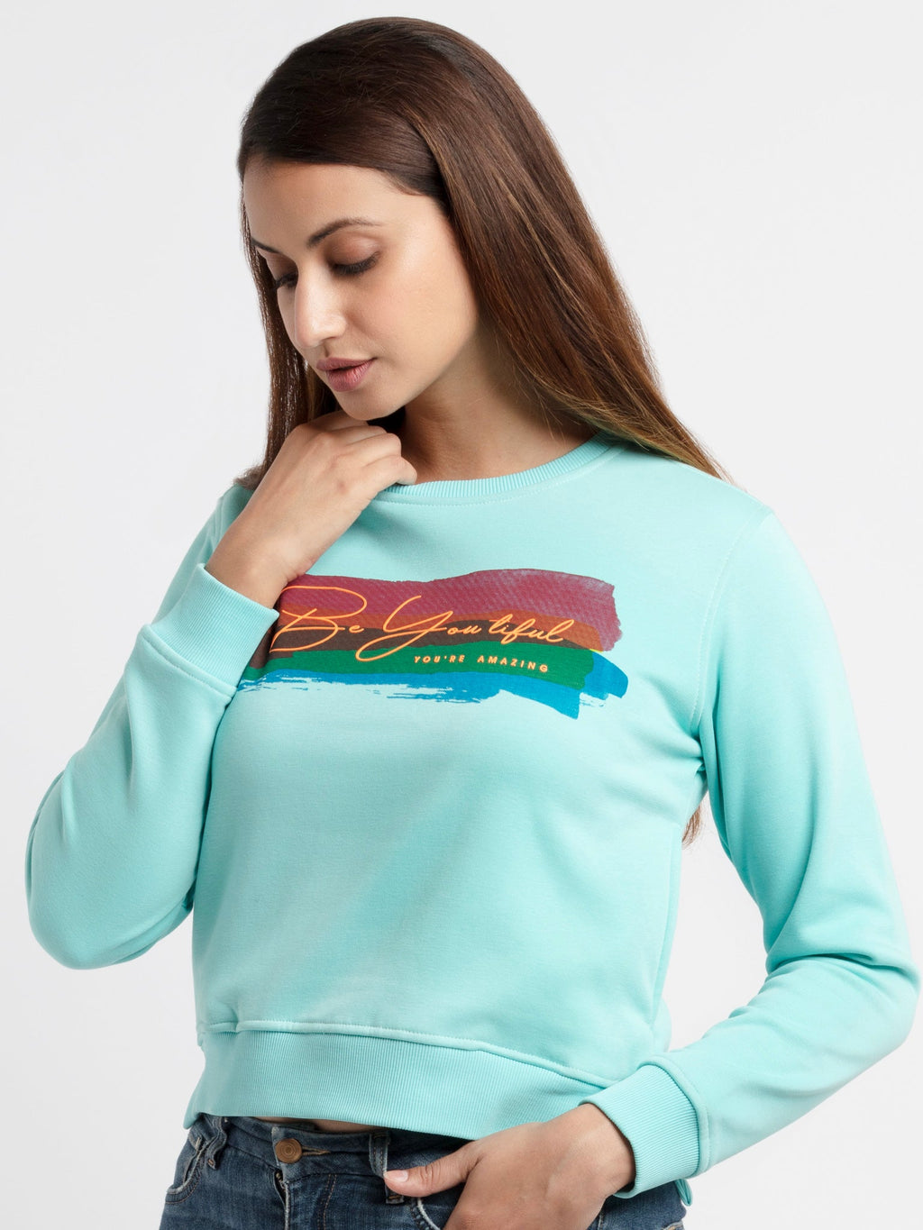 Women's Printed Round Neck Sweatshirt