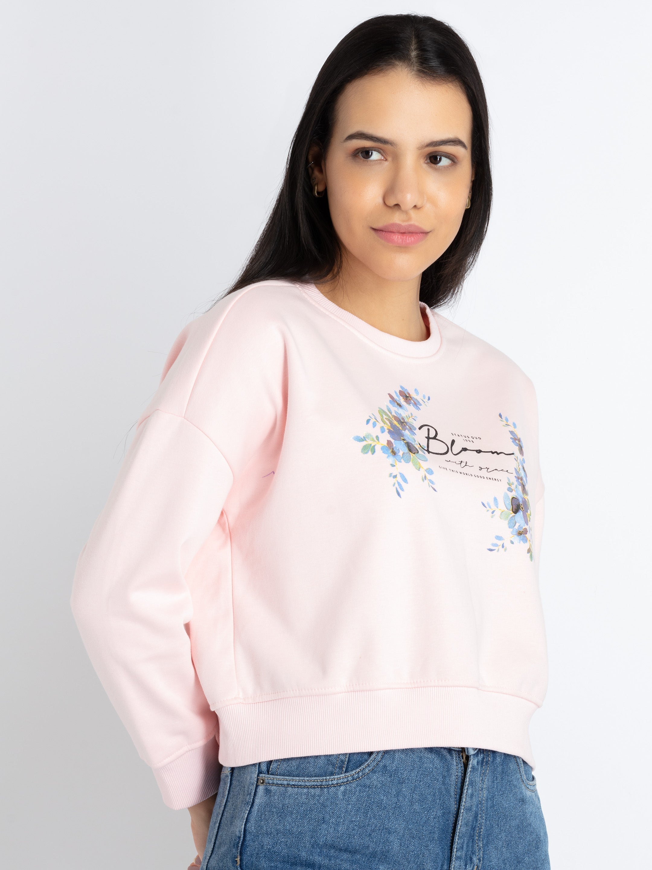 Womens Printed Round Neck Sweatshirt Secondary image