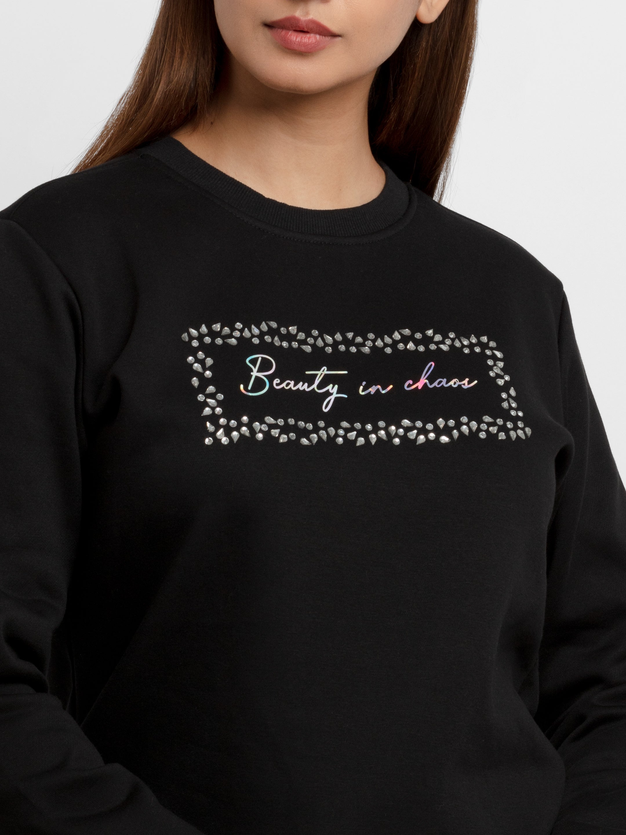 Womens Printed Round Neck Sweatshirt