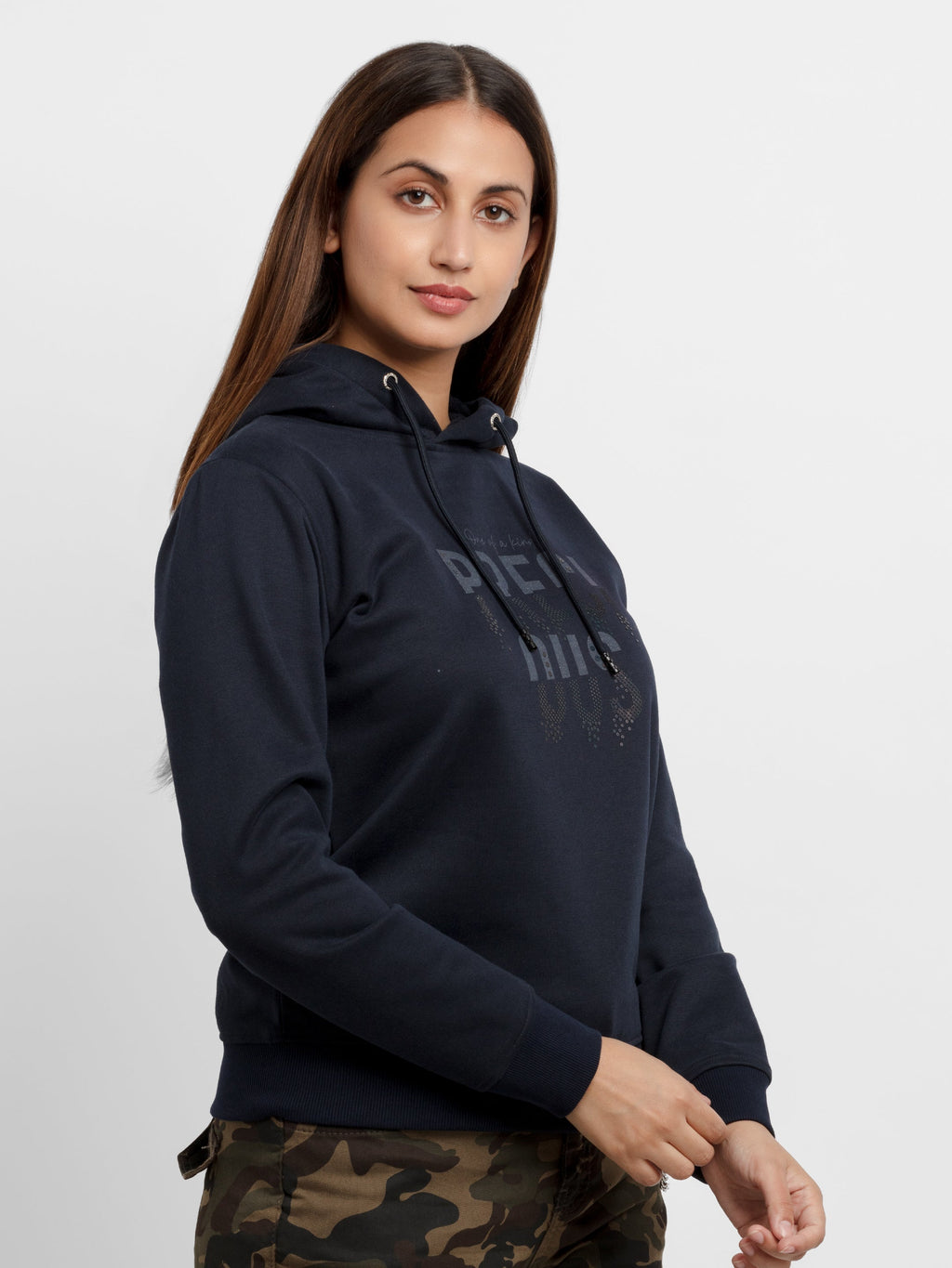 Womens Printed Hooded Sweatshirt