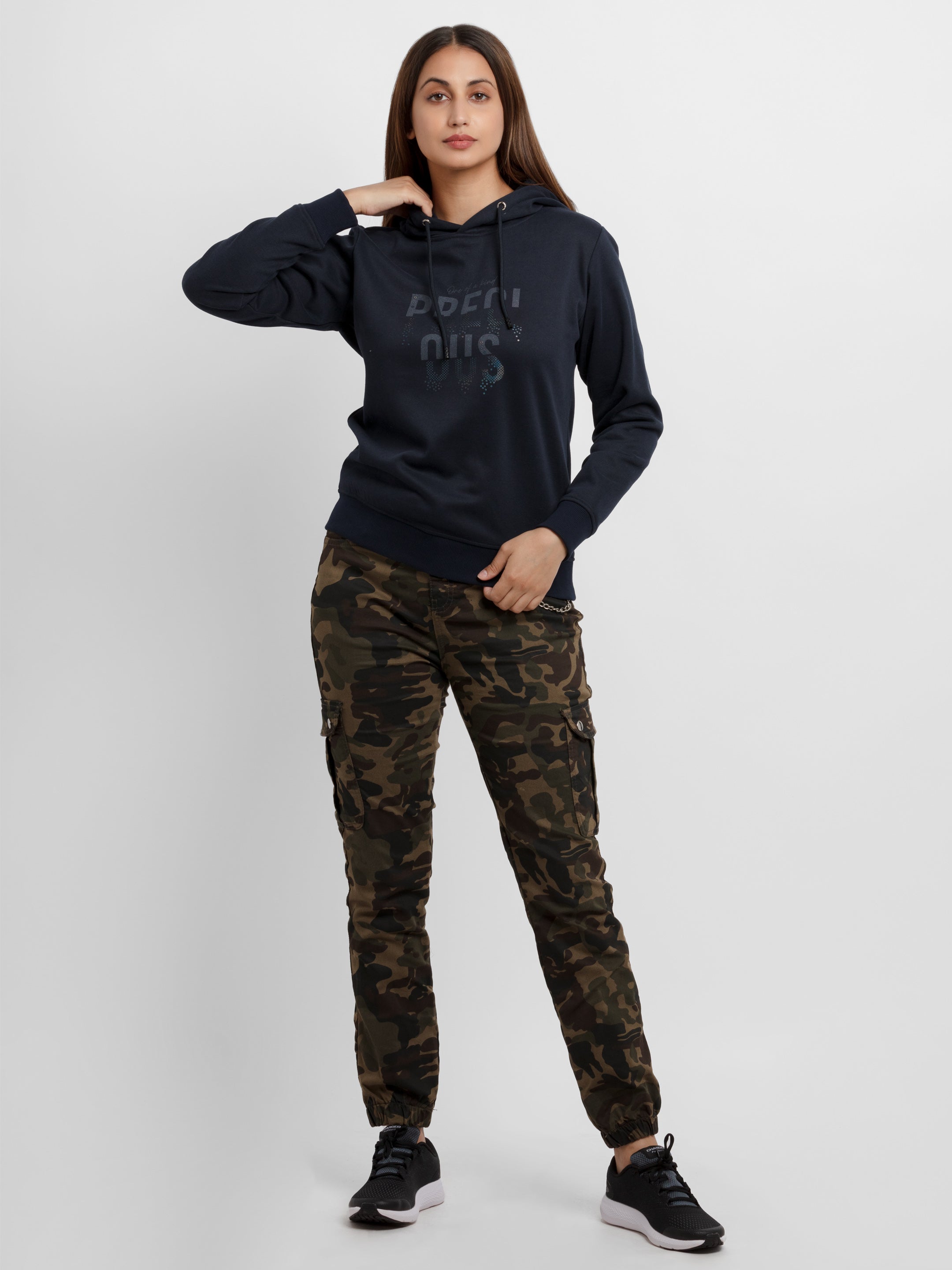 Womens Printed Hooded Sweatshirt