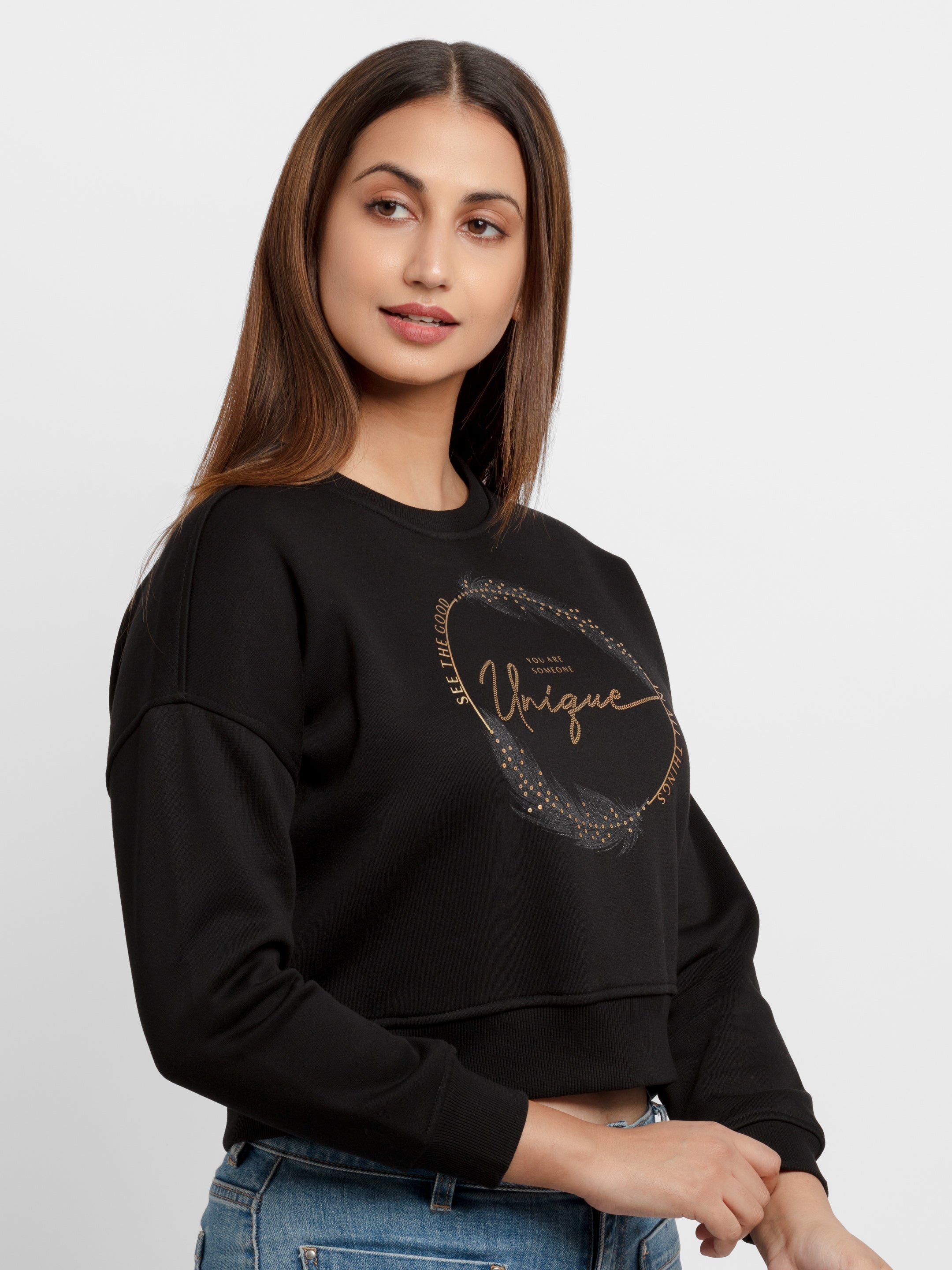 Womens Printed Round Neck Sweatshirt Secondary image