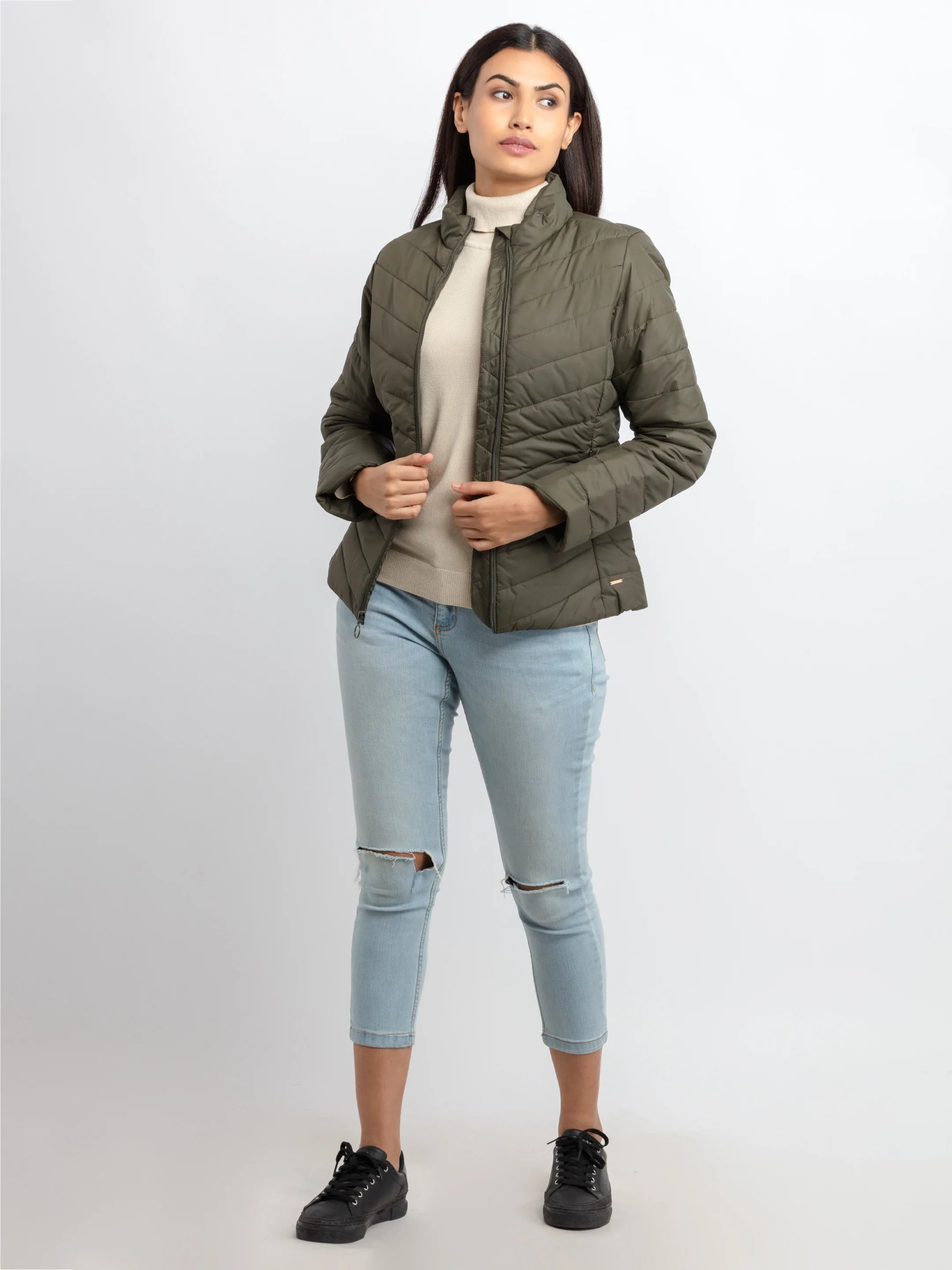Womens Quilted  High Neck Jacket