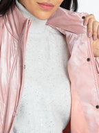 Womens Solid High Neck Jacket