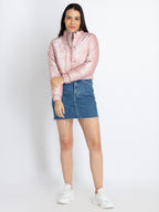 Womens Solid High Neck Jacket