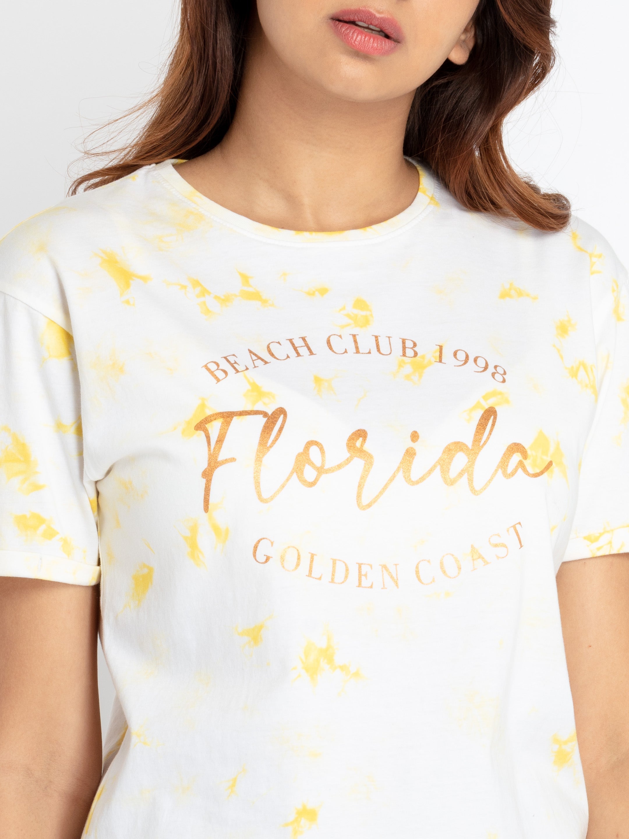 Womens Tie & Dye Round Neck T-shirt