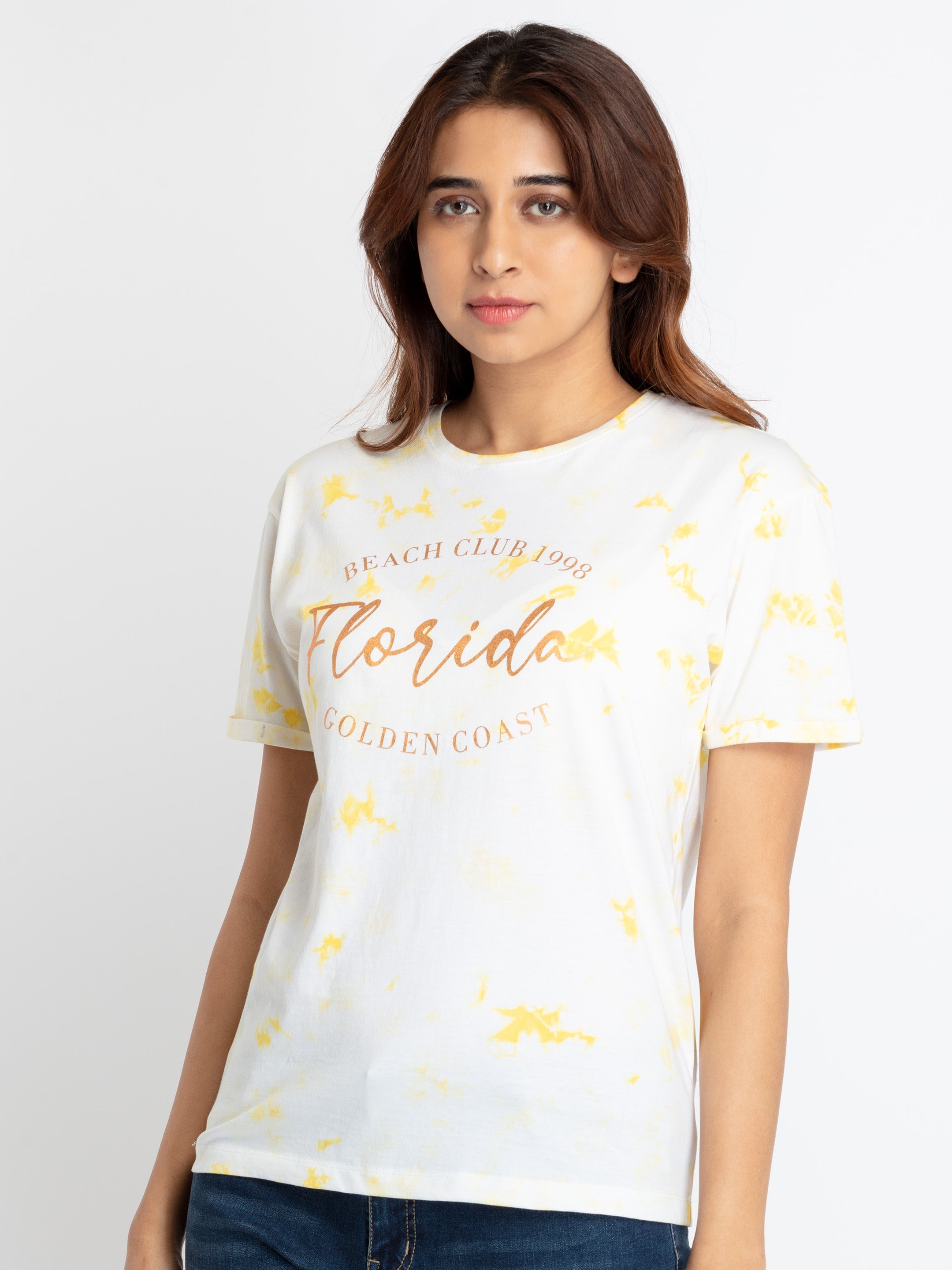 Womens Tie & Dye Round Neck T-shirt Secondary image