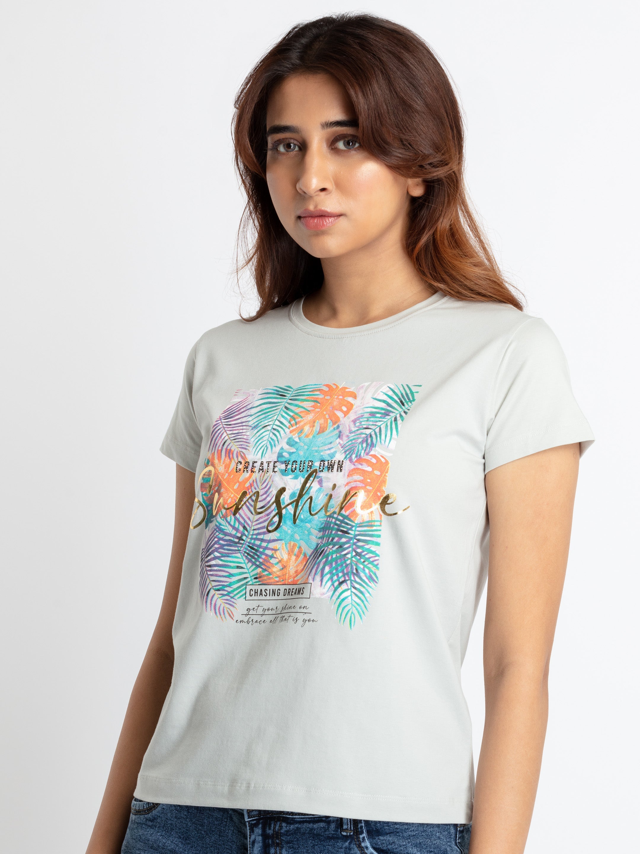 Womens Printed Round Neck T-shirt Secondary image