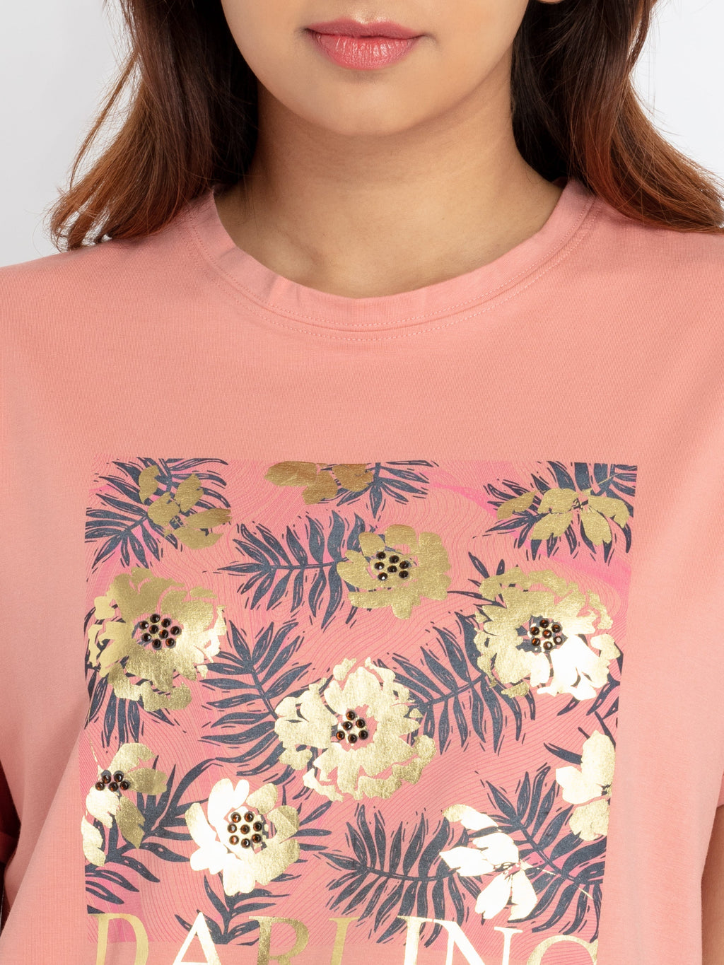 Womens Printed Round Neck T-shirt
