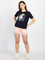 Womens Printed Round Neck T-Shirt