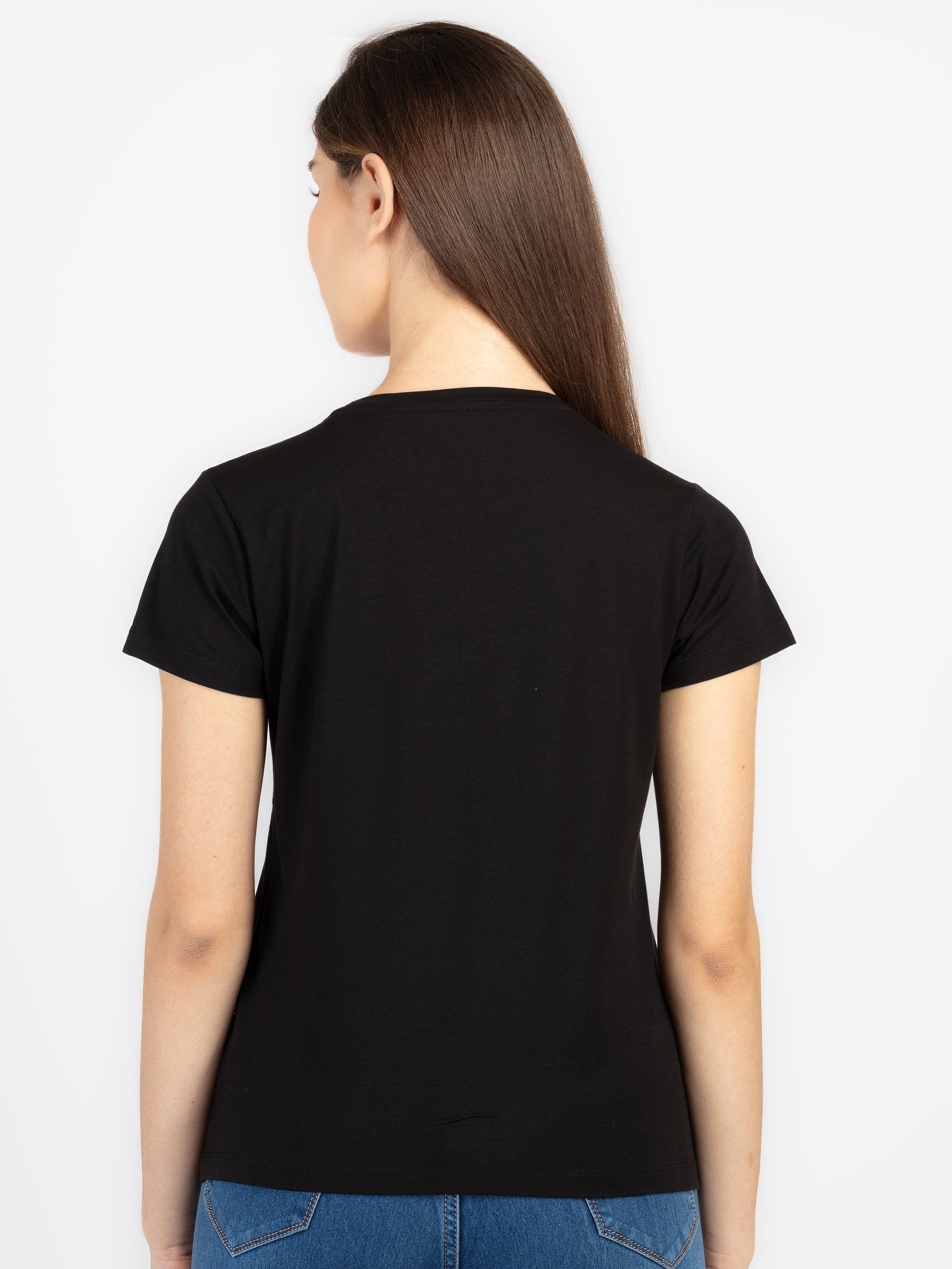 Womens Printed Round Neck T-Shirt