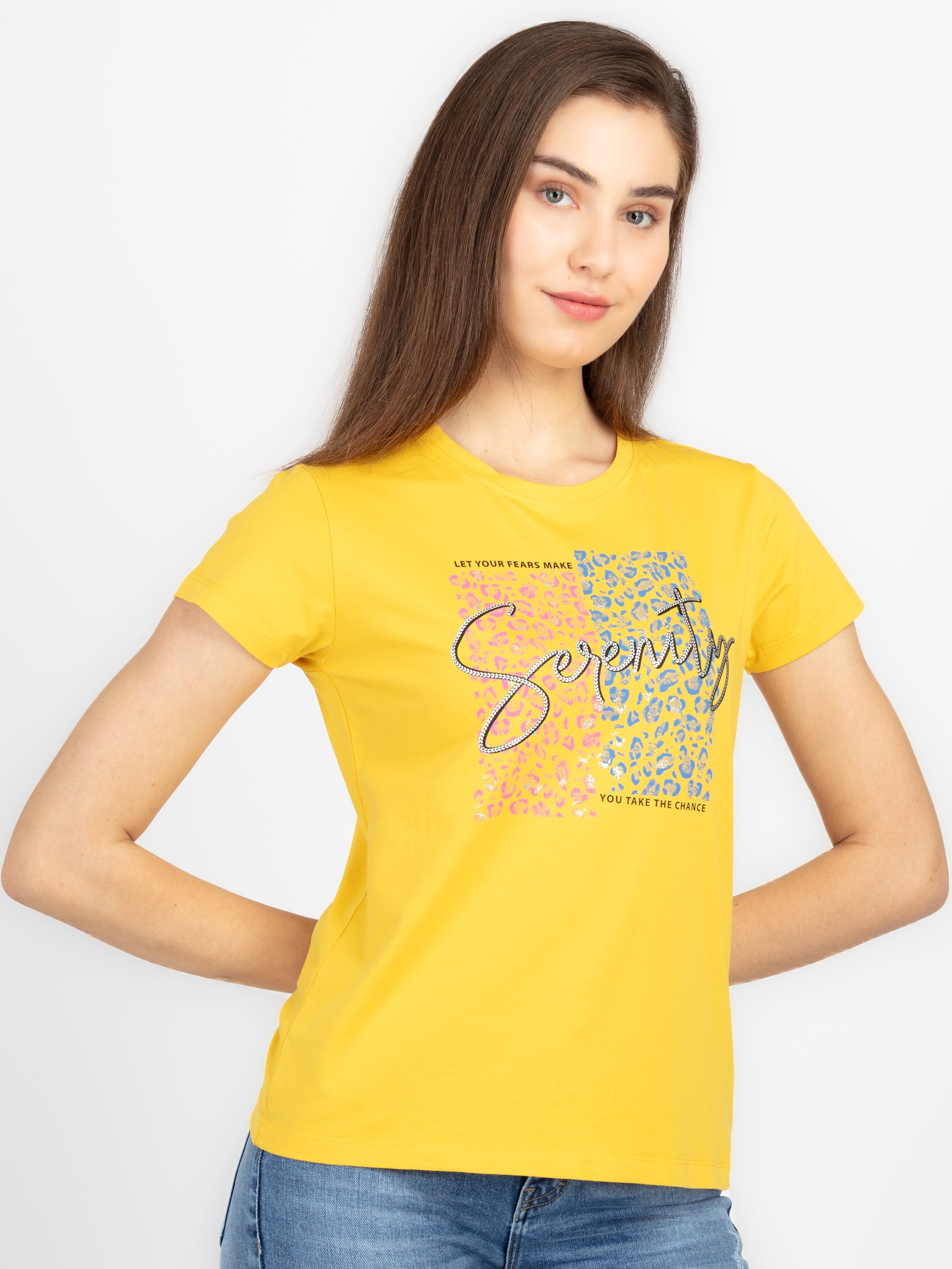 Womens Printed Round Neck T-Shirt Secondary image