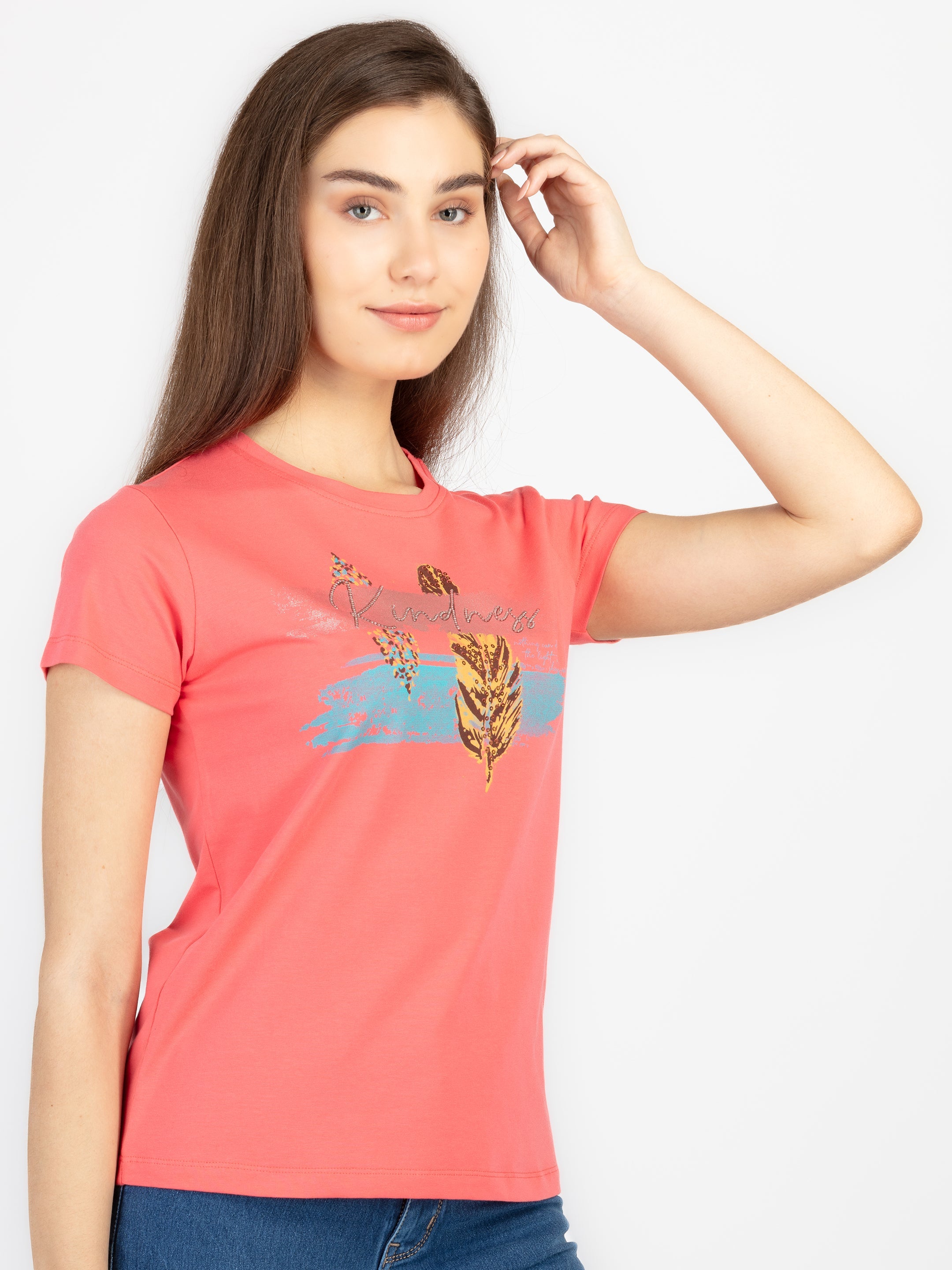 Womens Printed Round Neck T-Shirt Secondary image