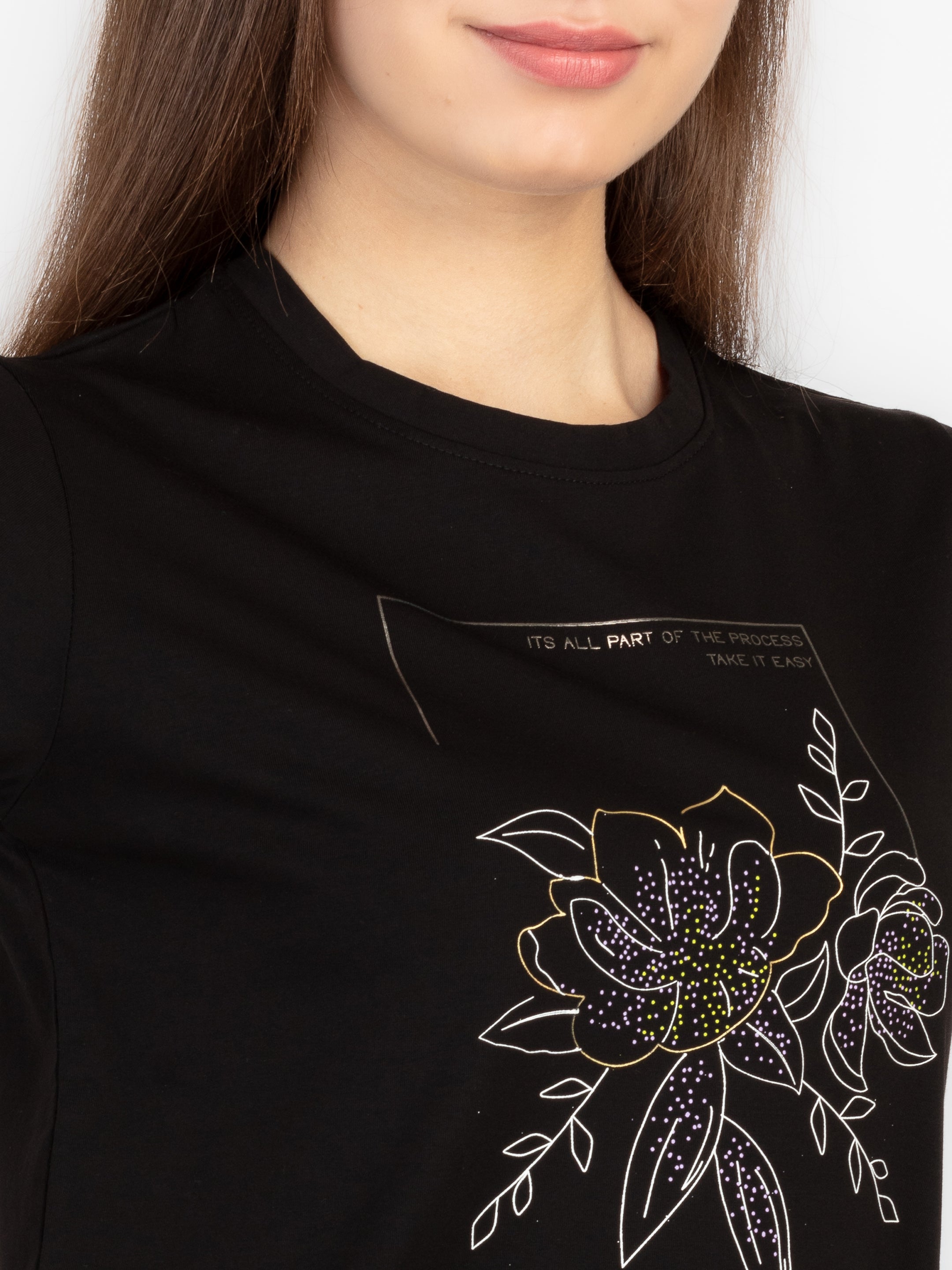 Womens Printed Round Neck T-Shirt