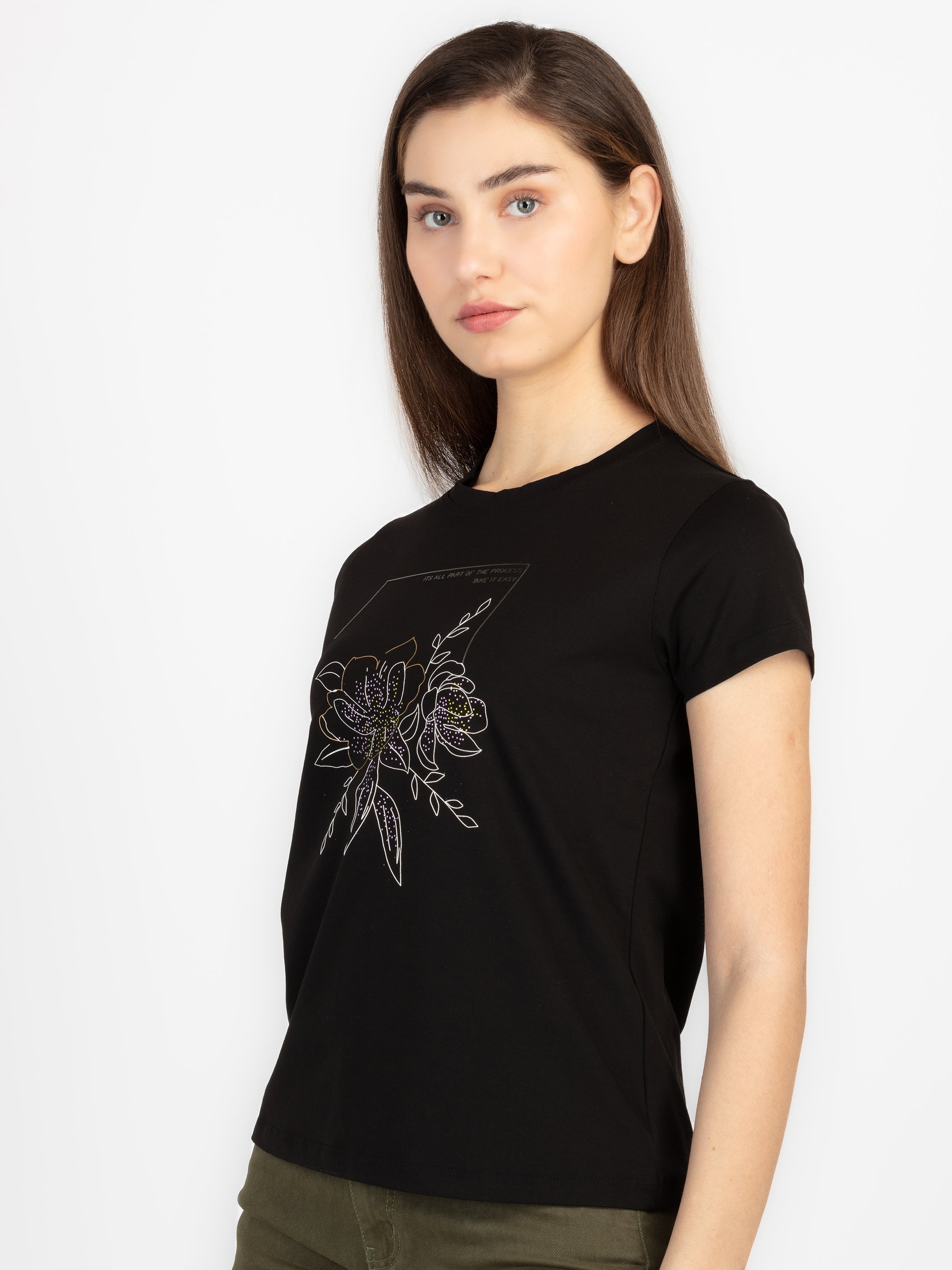 Womens Printed Round Neck T-Shirt Secondary image
