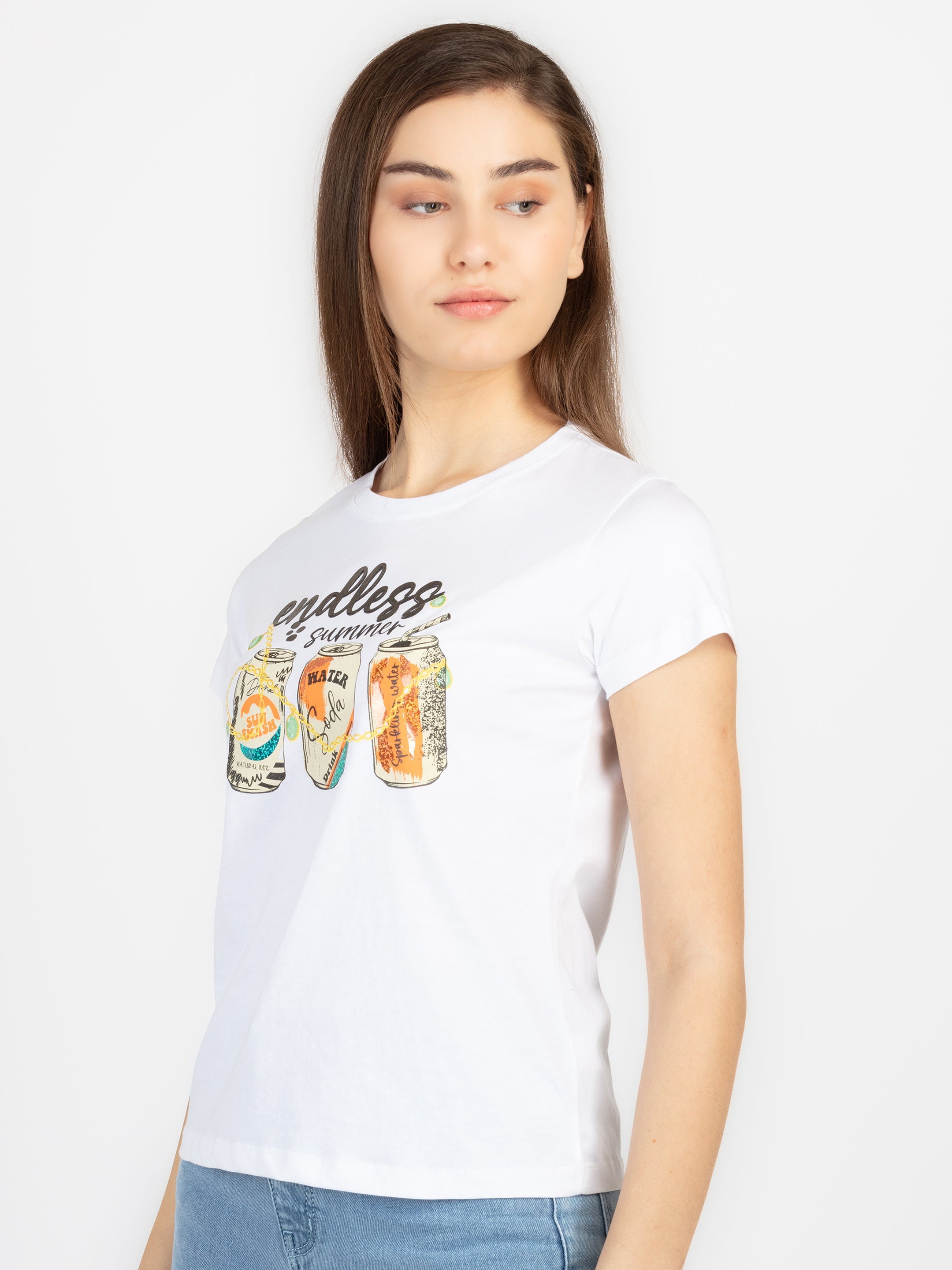 Womens Printed Round Neck T-Shirt Secondary image