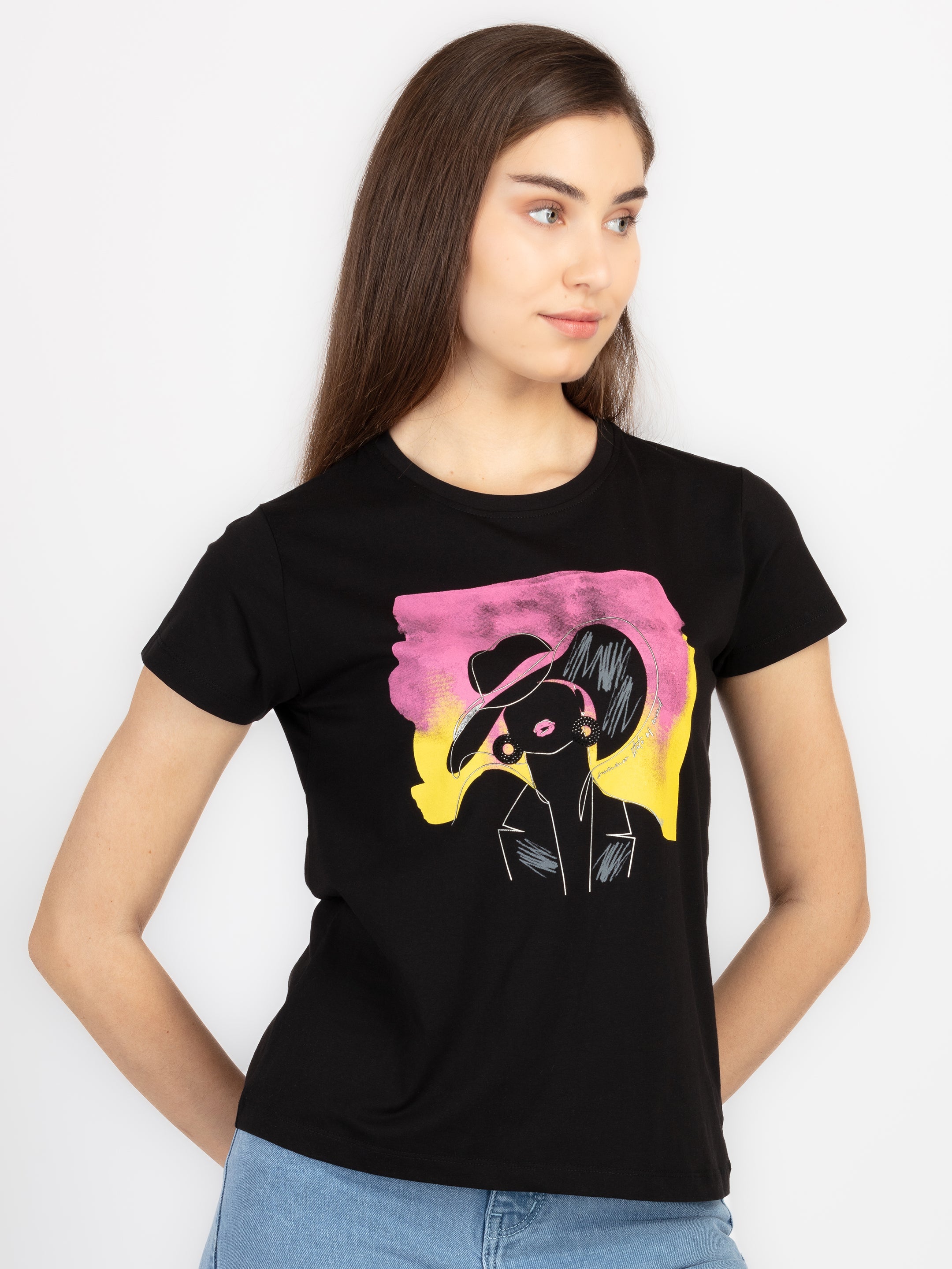 Womens Printed Round Neck T-Shirt Secondary image
