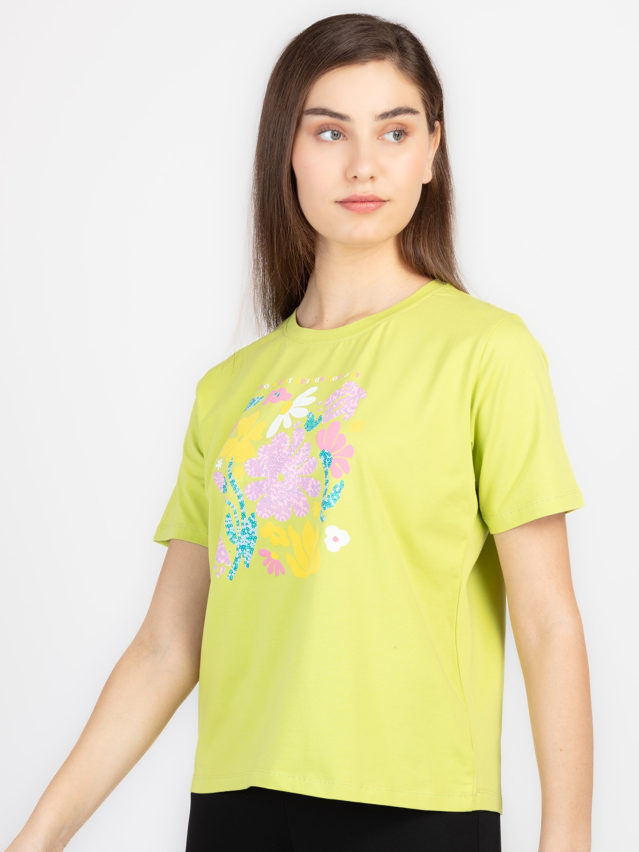 Womens Printed Round Neck T-Shirt Secondary image