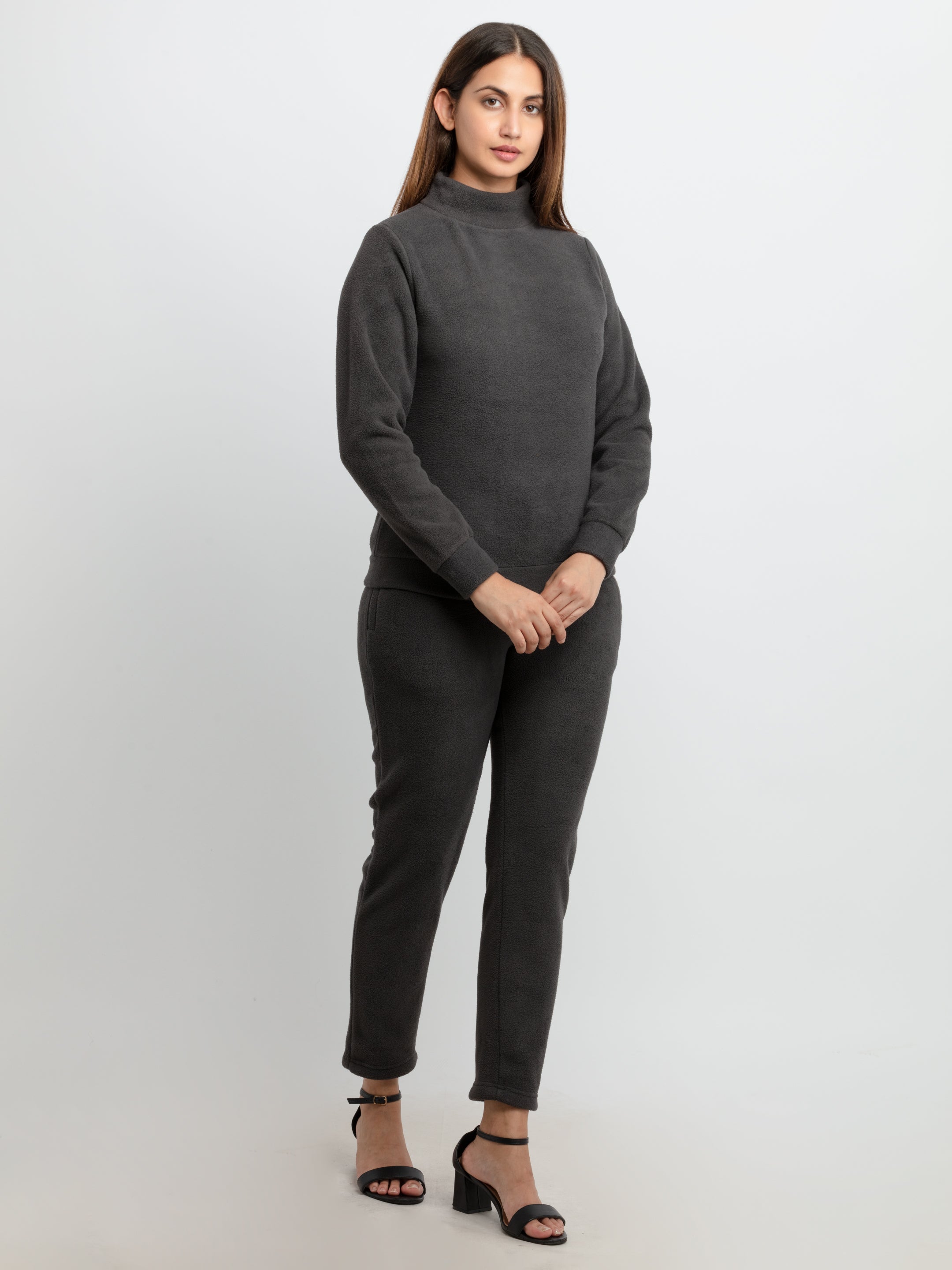 Womens Solid High Neck Tracksuit Secondary image