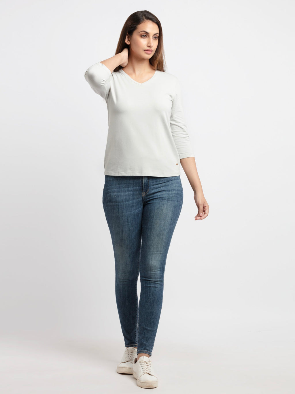 Women's Solid V Neck T-Shirt