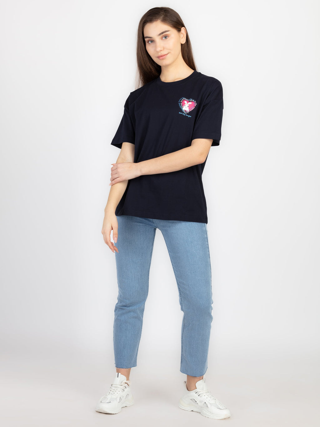 Womens Front & Back Print Oversized T-Shirt