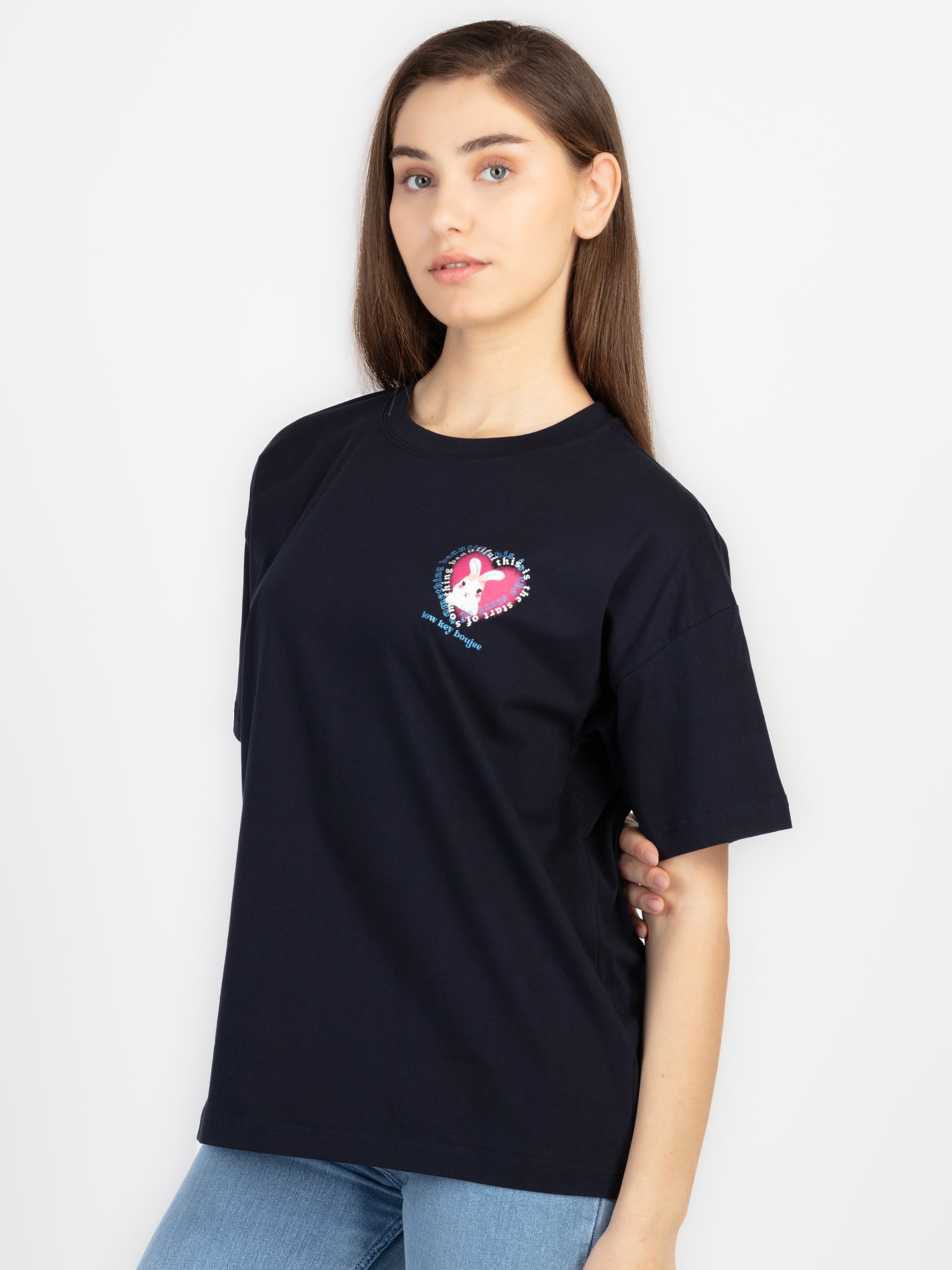 Womens Front & Back Print Oversized T-Shirt Secondary image