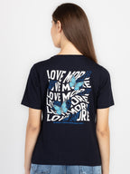 Womens Front & Back Print Round Neck T-Shirt