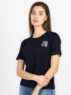 Womens Front & Back Print Round Neck T-Shirt